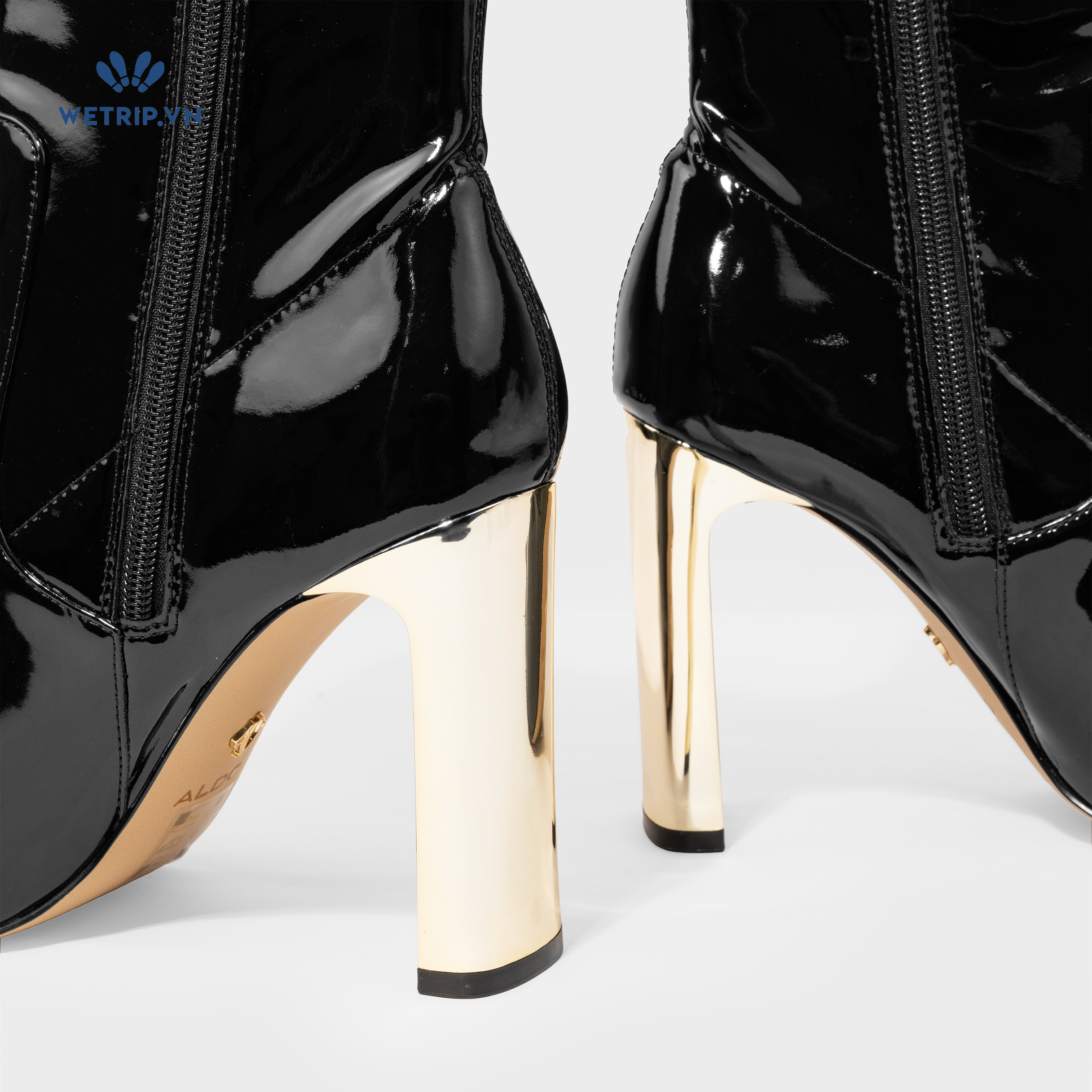 Boots Lửng Cao Gót Aldo (đen bóng gót vàng) Mã BL-CG-ALDO-011-A