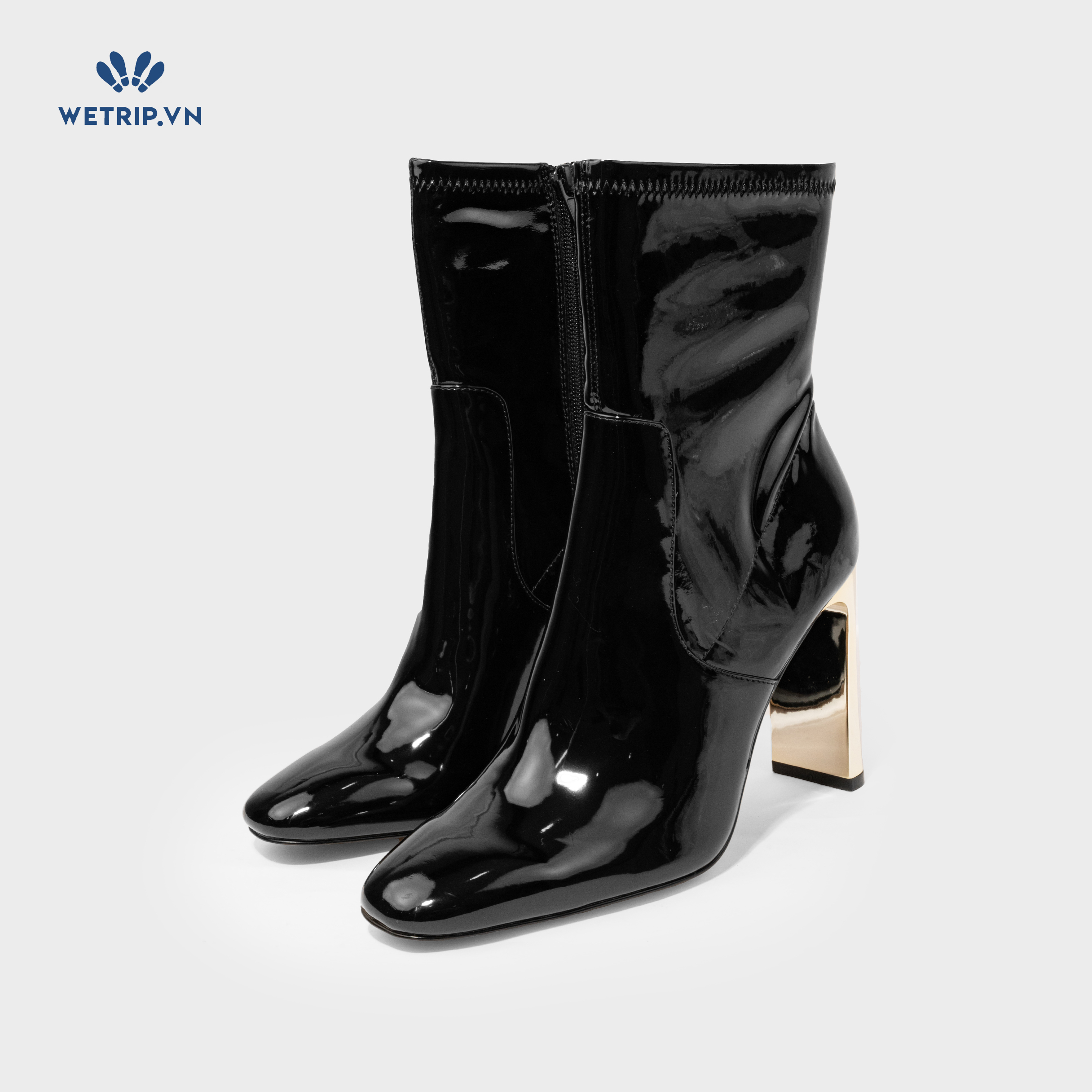 Boots Lửng Cao Gót Aldo (đen bóng gót vàng) Mã BL-CG-ALDO-011-A