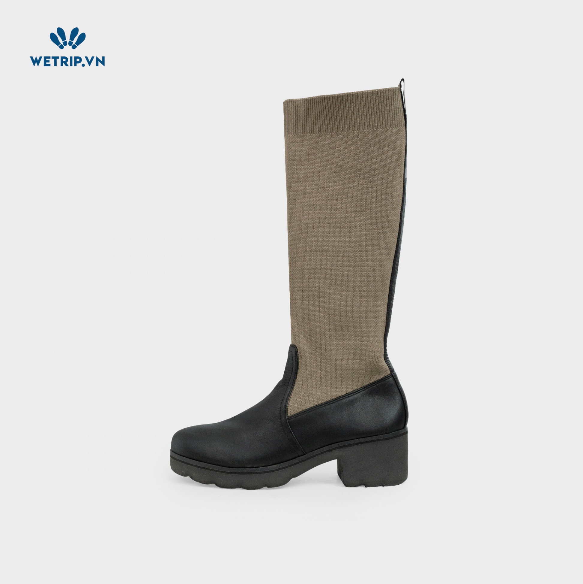 Boots Đầu Gối Cao Gót Bussola (đen phối nâu be) Mã BDG-CG-BSL-030-A1