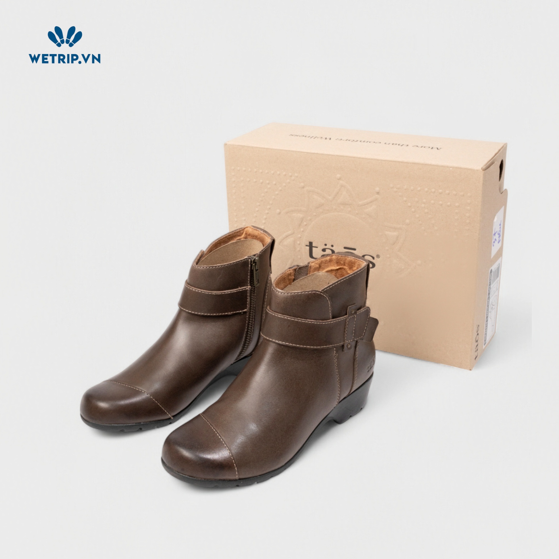Boots Mắt Cá Đế Bằng TAOS (nâu) (da thật) Mã BMC-DB-TAO-002-A
