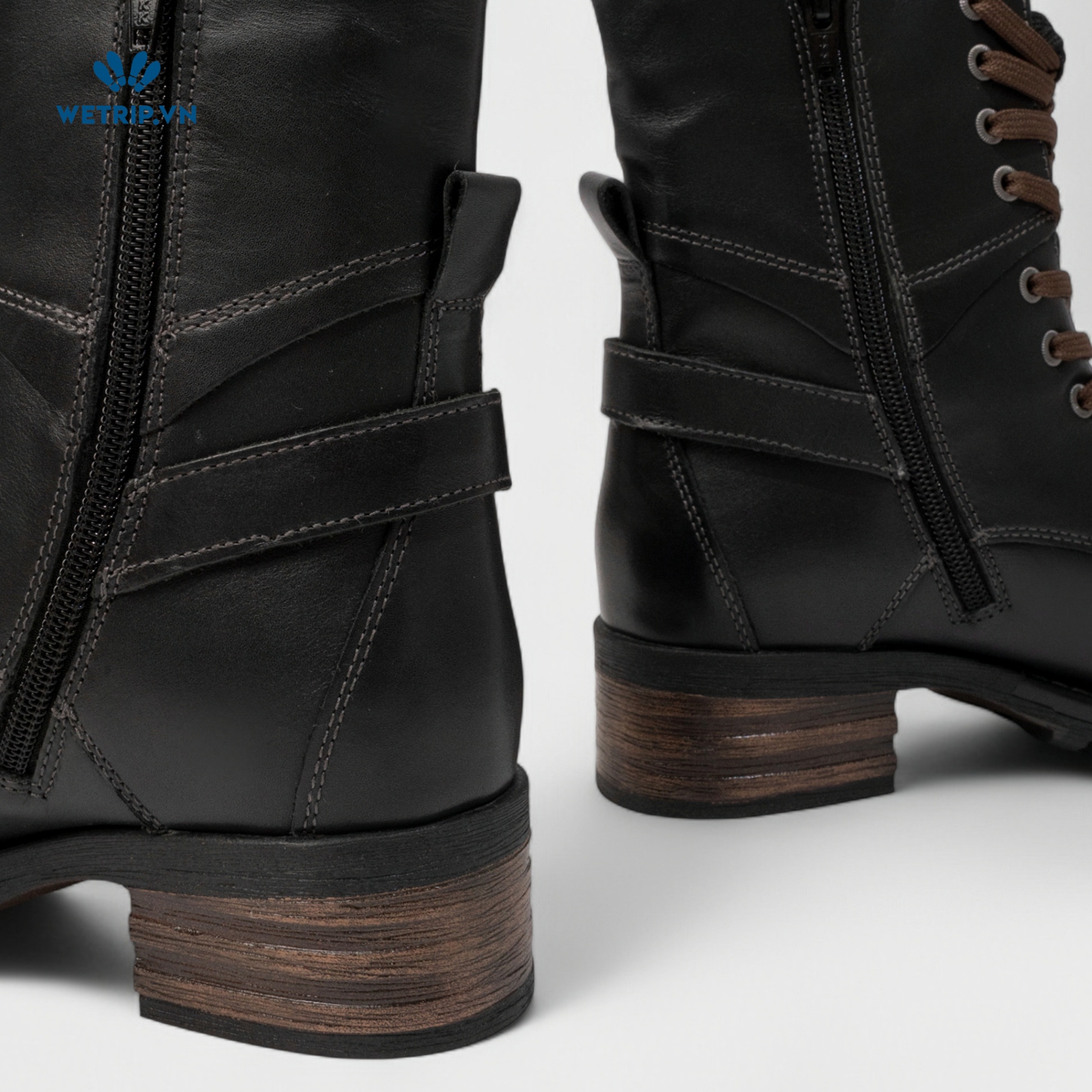 Boots Lửng Cao Gót TAOS (đen) (da thật) Mã BL-CG-TAO-001-B