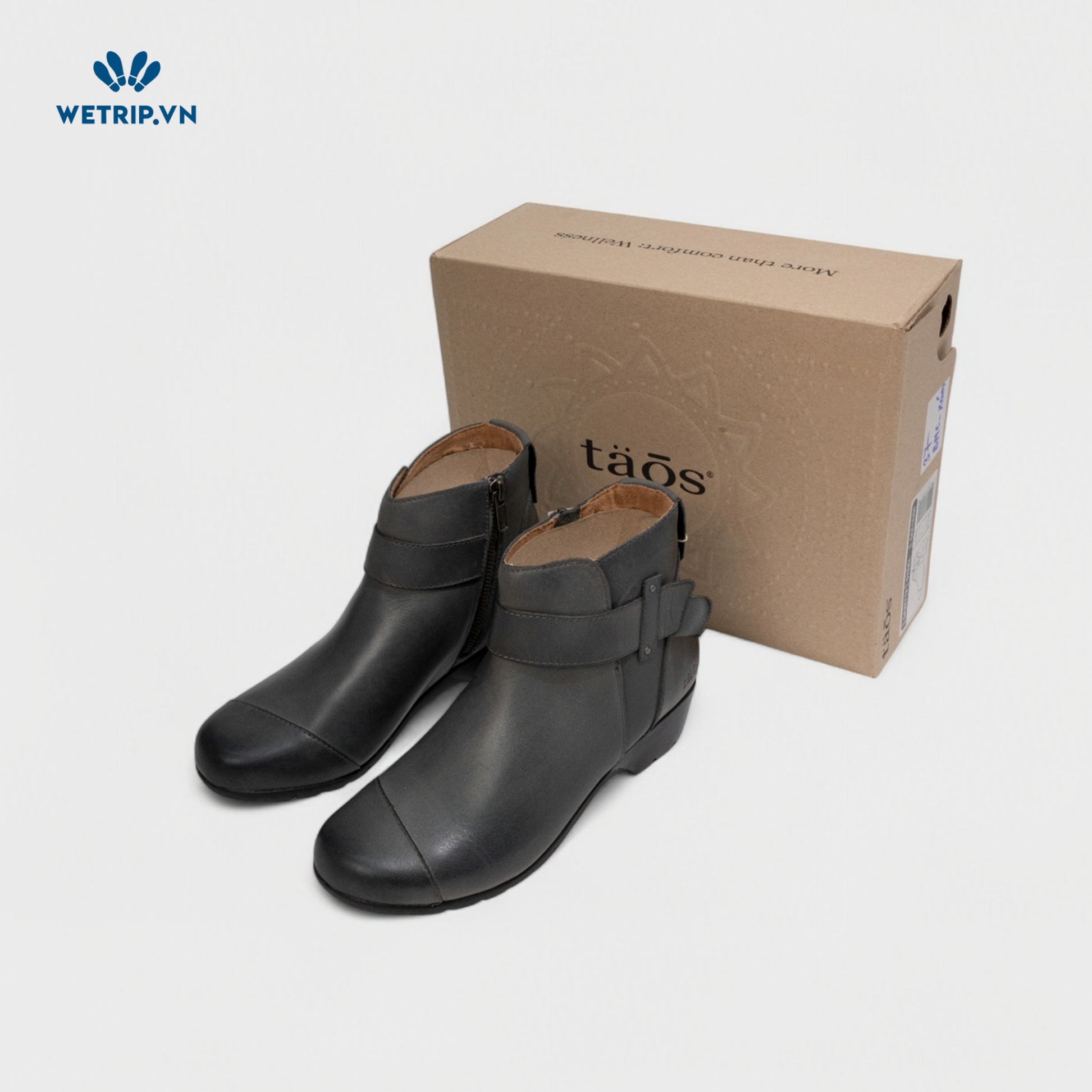 Boots Mắt Cá Đế Bằng TAOS (xám) (da thật) Mã BMC-DB-TAO-002-B