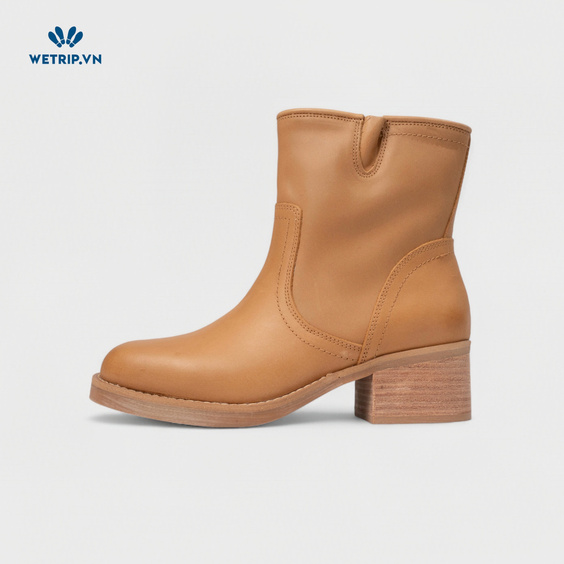 Boots Lửng Cao Gót Blondo (nâu sáng) (Da thật - chống nước) Mã BL-CG-BLD-002-A