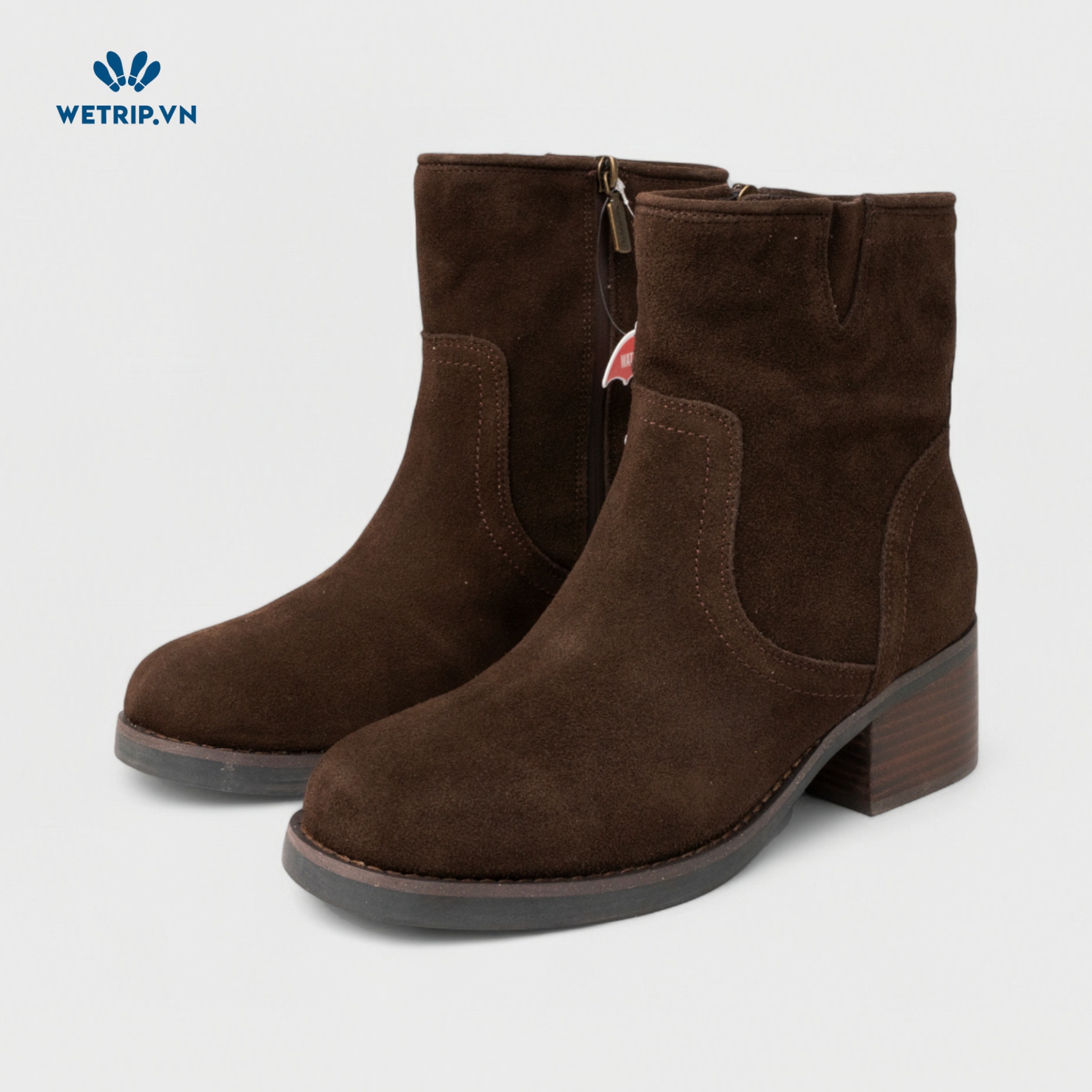 Boots Lửng Cao Gót Blondo (nâu gạch) (Da thật - chống nước) Mã BL-CG-BLD-004-A