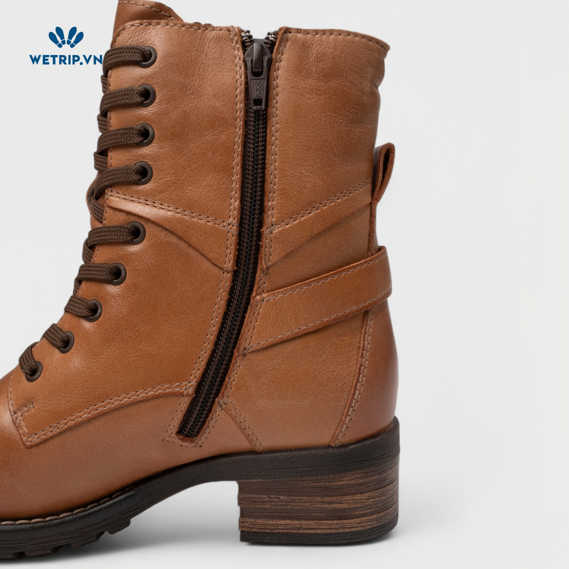 Boots Lửng Cao Gót TAOS (nâu) (da thật) Mã BL-CG-TAO-001-A