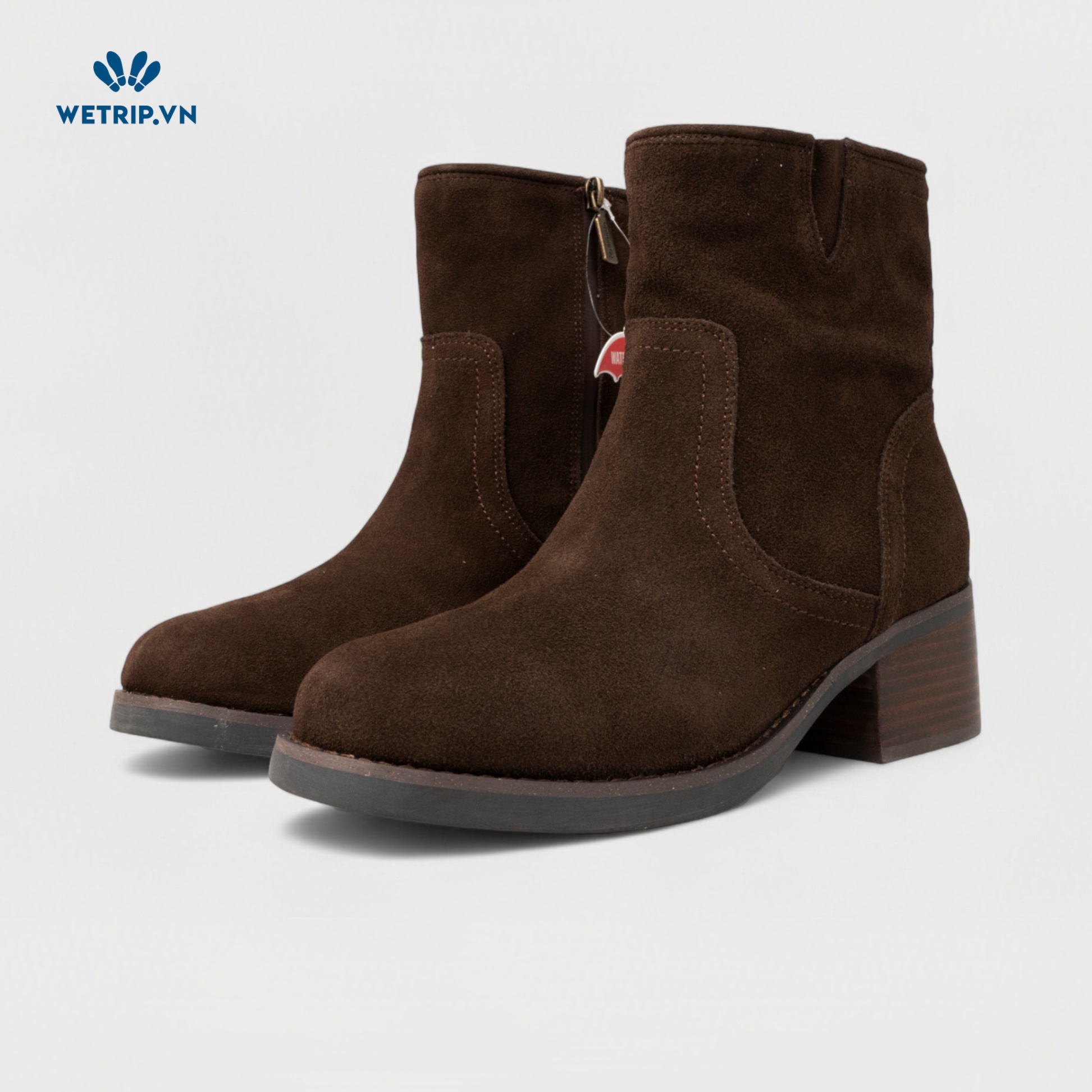 Boots Lửng Cao Gót Blondo (nâu gạch) (Da thật - chống nước) Mã BL-CG-BLD-004-A