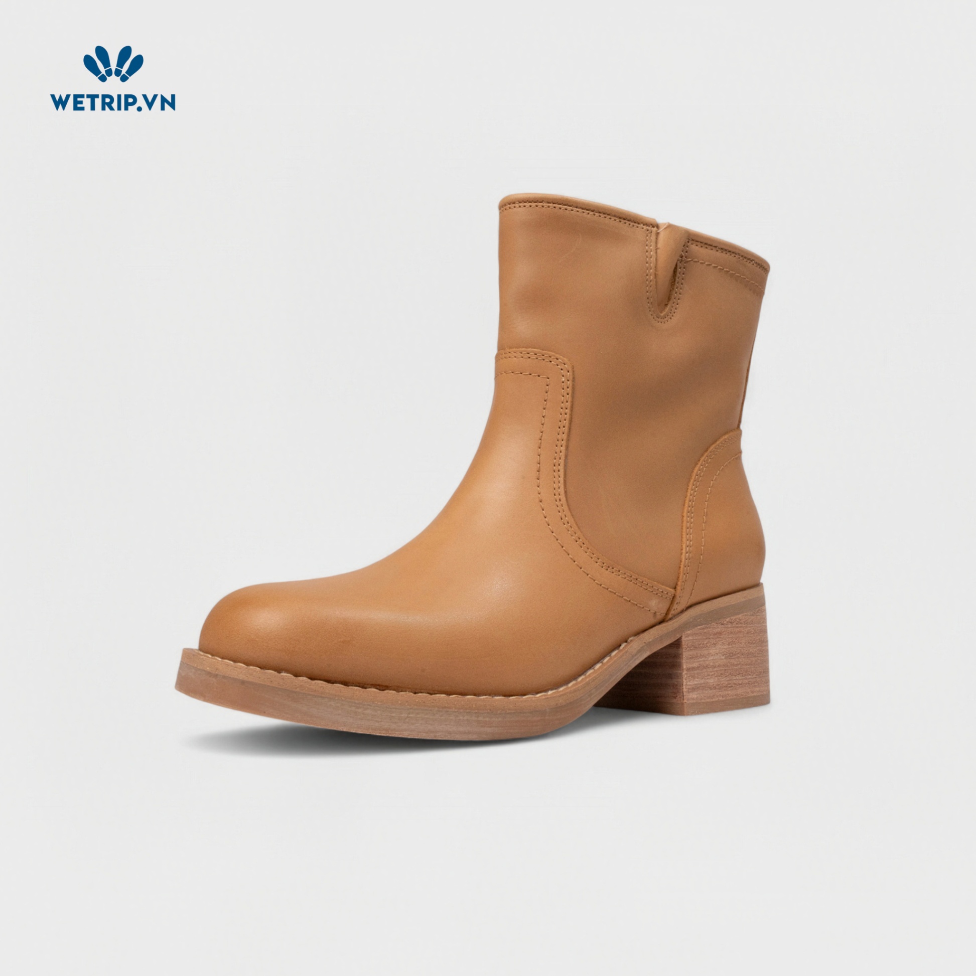 Boots Lửng Cao Gót Blondo (nâu sáng) (Da thật - chống nước) Mã BL-CG-BLD-002-A