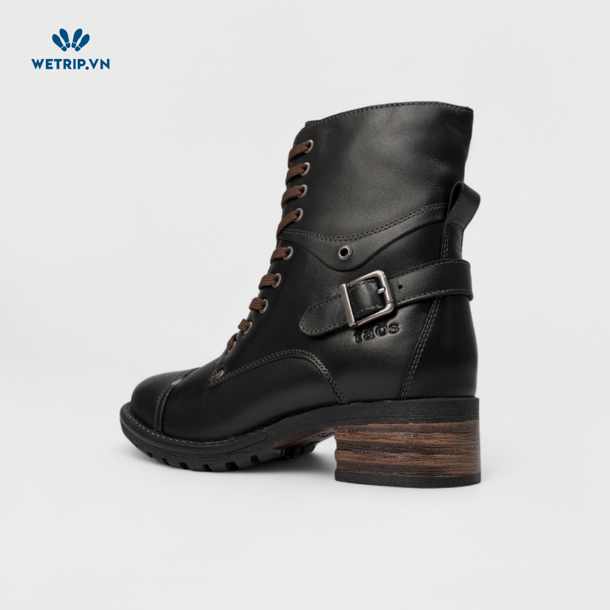 Boots Lửng Cao Gót TAOS (đen) (da thật) Mã BL-CG-TAO-001-B