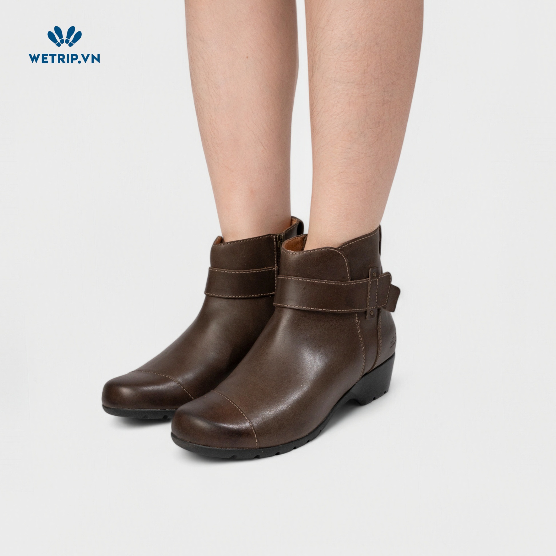 Boots Mắt Cá Đế Bằng TAOS (nâu) (da thật) Mã BMC-DB-TAO-002-A