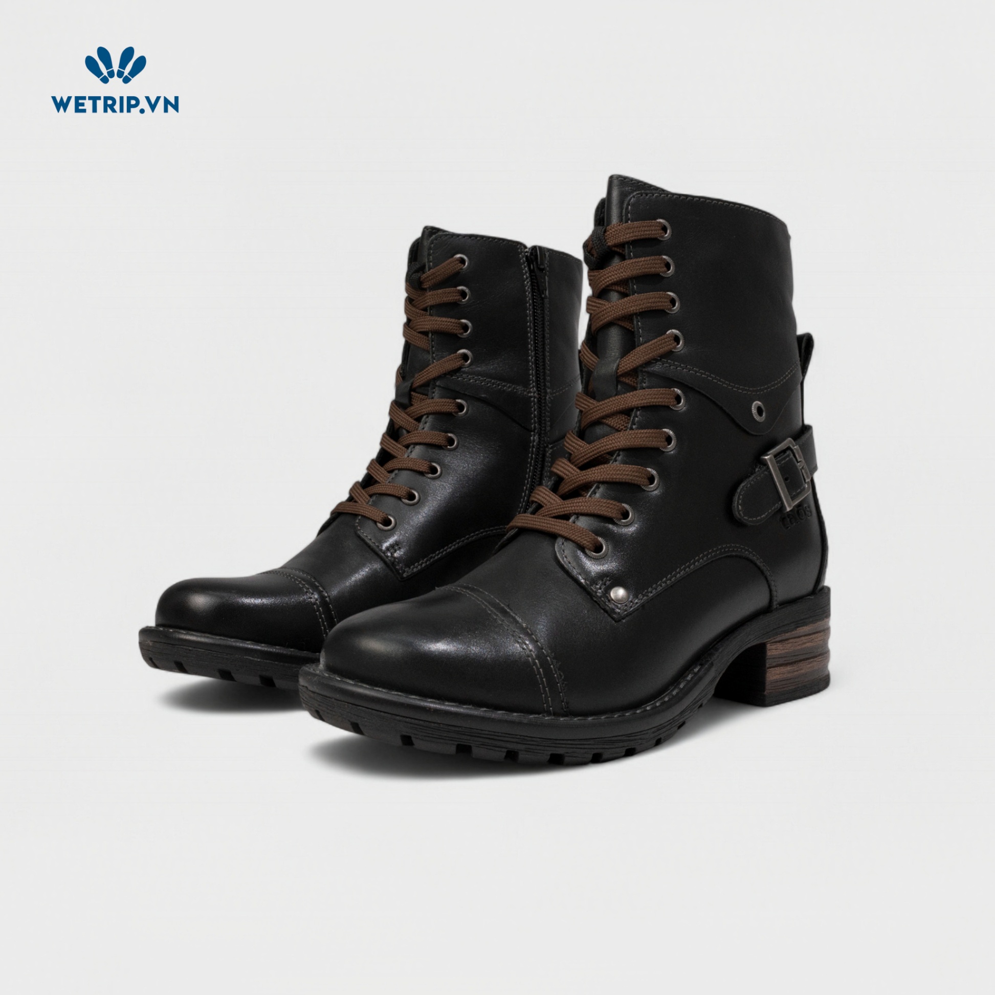 Boots Lửng Cao Gót TAOS (đen) (da thật) Mã BL-CG-TAO-001-B