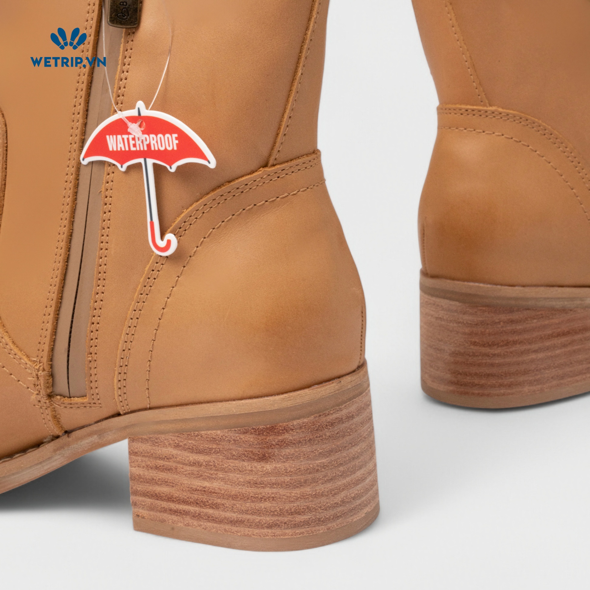Boots Lửng Cao Gót Blondo (nâu sáng) (Da thật - chống nước) Mã BL-CG-BLD-002-A