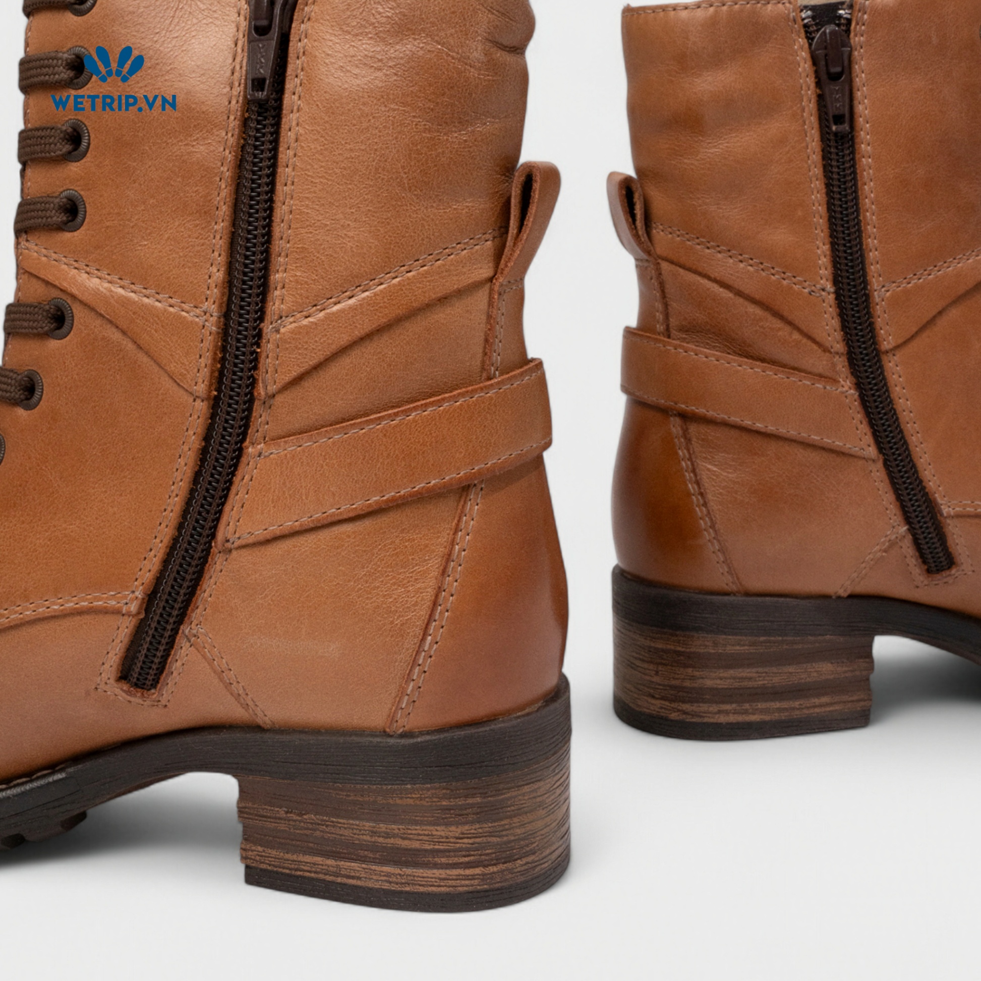 Boots Lửng Cao Gót TAOS (nâu) (da thật) Mã BL-CG-TAO-001-A