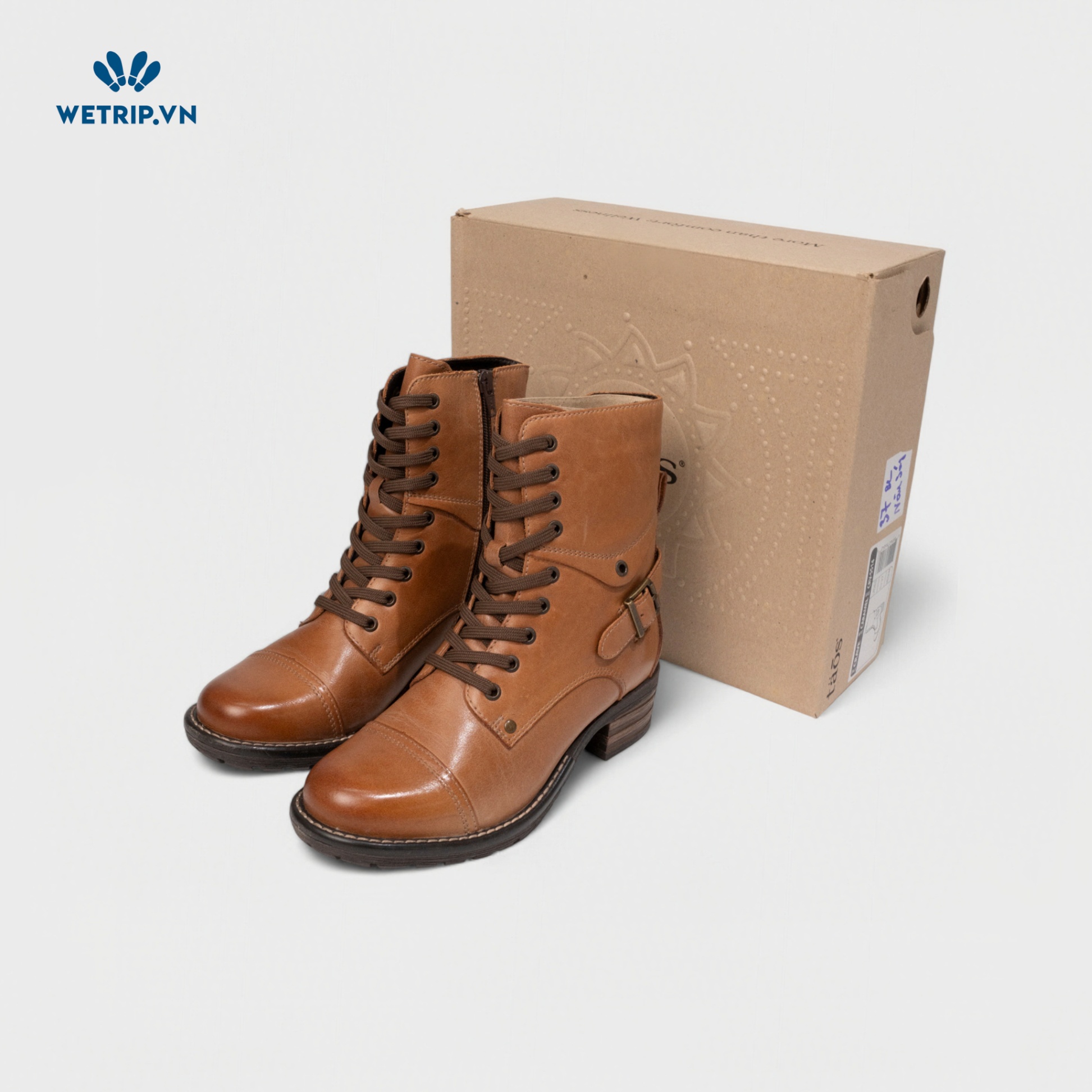 Boots Lửng Cao Gót TAOS (nâu) (da thật) Mã BL-CG-TAO-001-A