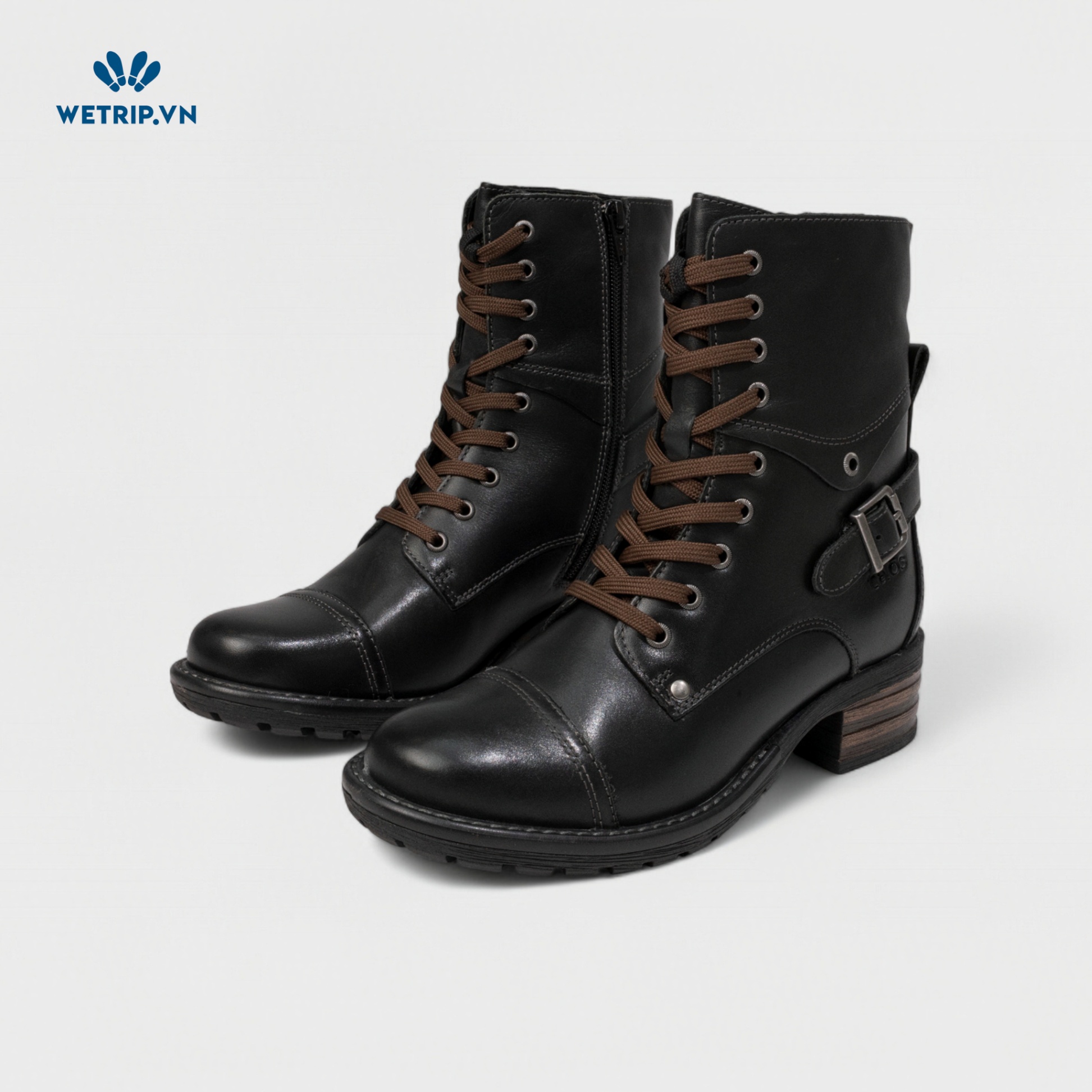 Boots Lửng Cao Gót TAOS (đen) (da thật) Mã BL-CG-TAO-001-B