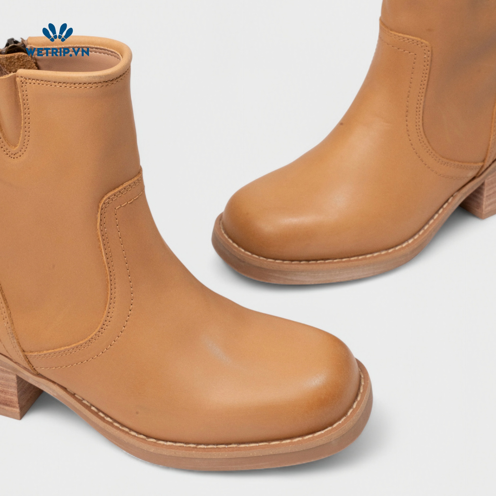 Boots Lửng Cao Gót Blondo (nâu sáng) (Da thật - chống nước) Mã BL-CG-BLD-002-A