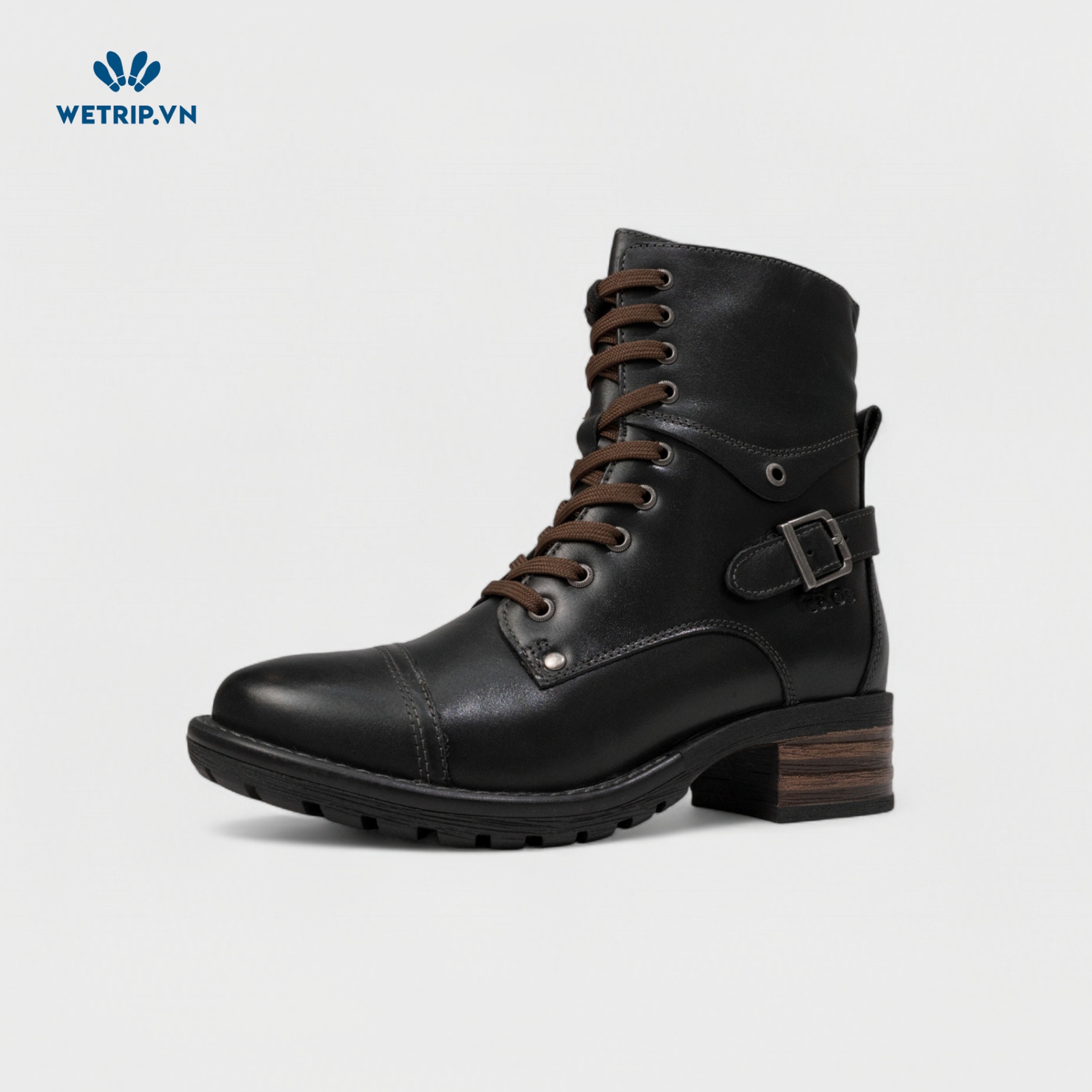 Boots Lửng Cao Gót TAOS (đen) (da thật) Mã BL-CG-TAO-001-B
