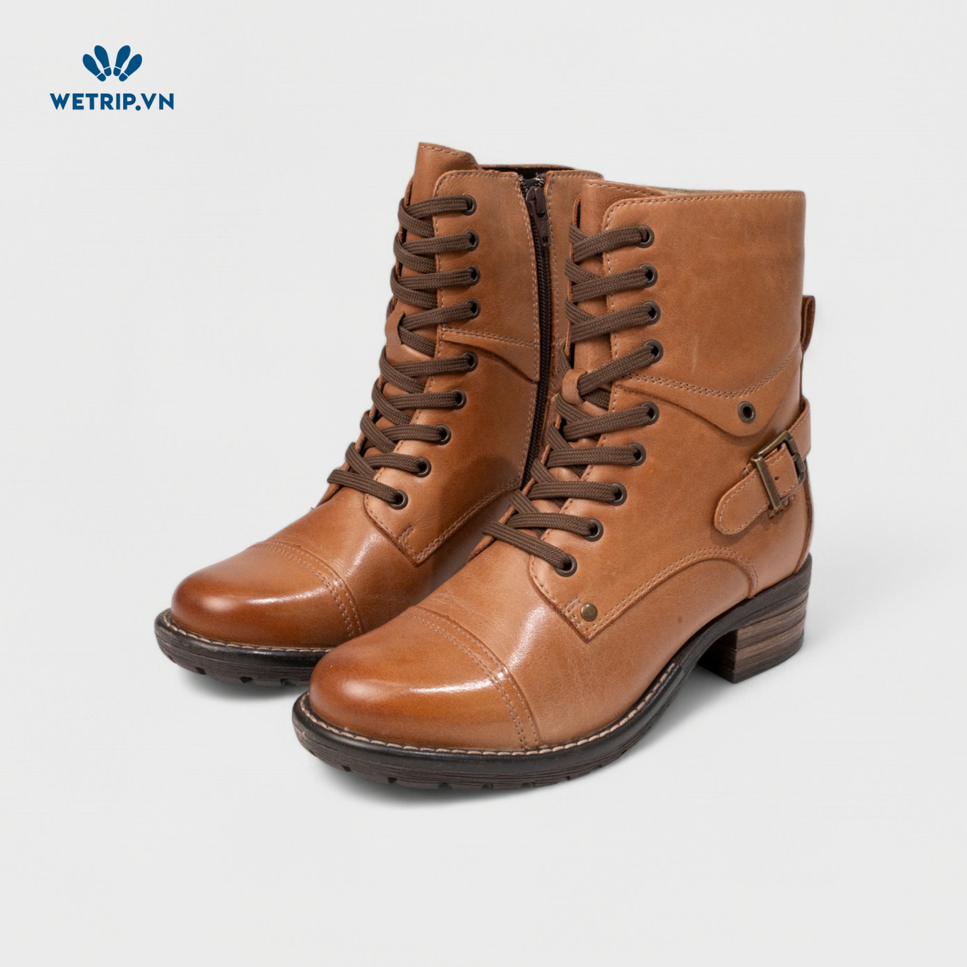 Boots Lửng Cao Gót TAOS (nâu) (da thật) Mã BL-CG-TAO-001-A