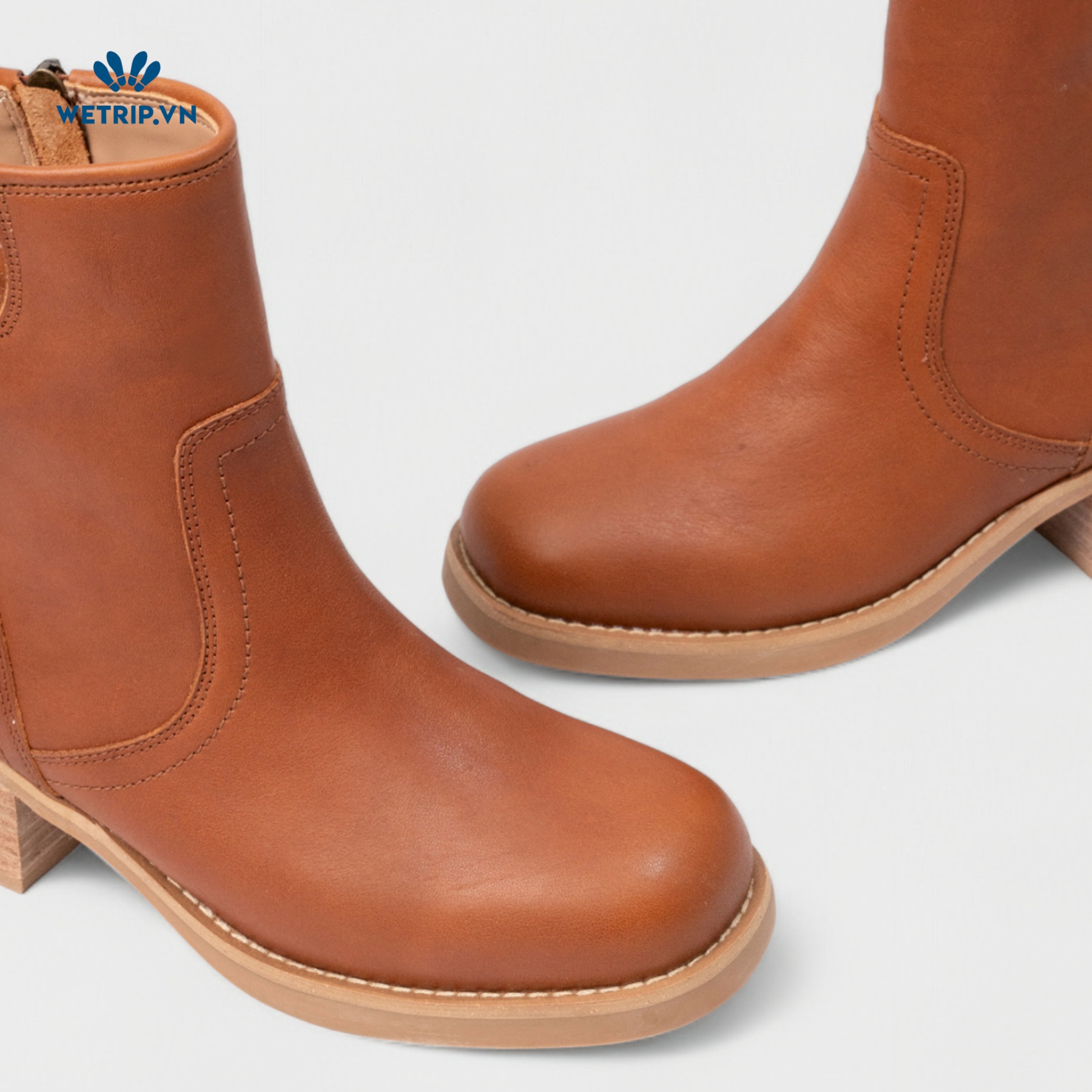 Boots Lửng Cao Gót Blondo (nâu) (Da thật - chống nước) Mã BL-CG-BLD-002-A1
