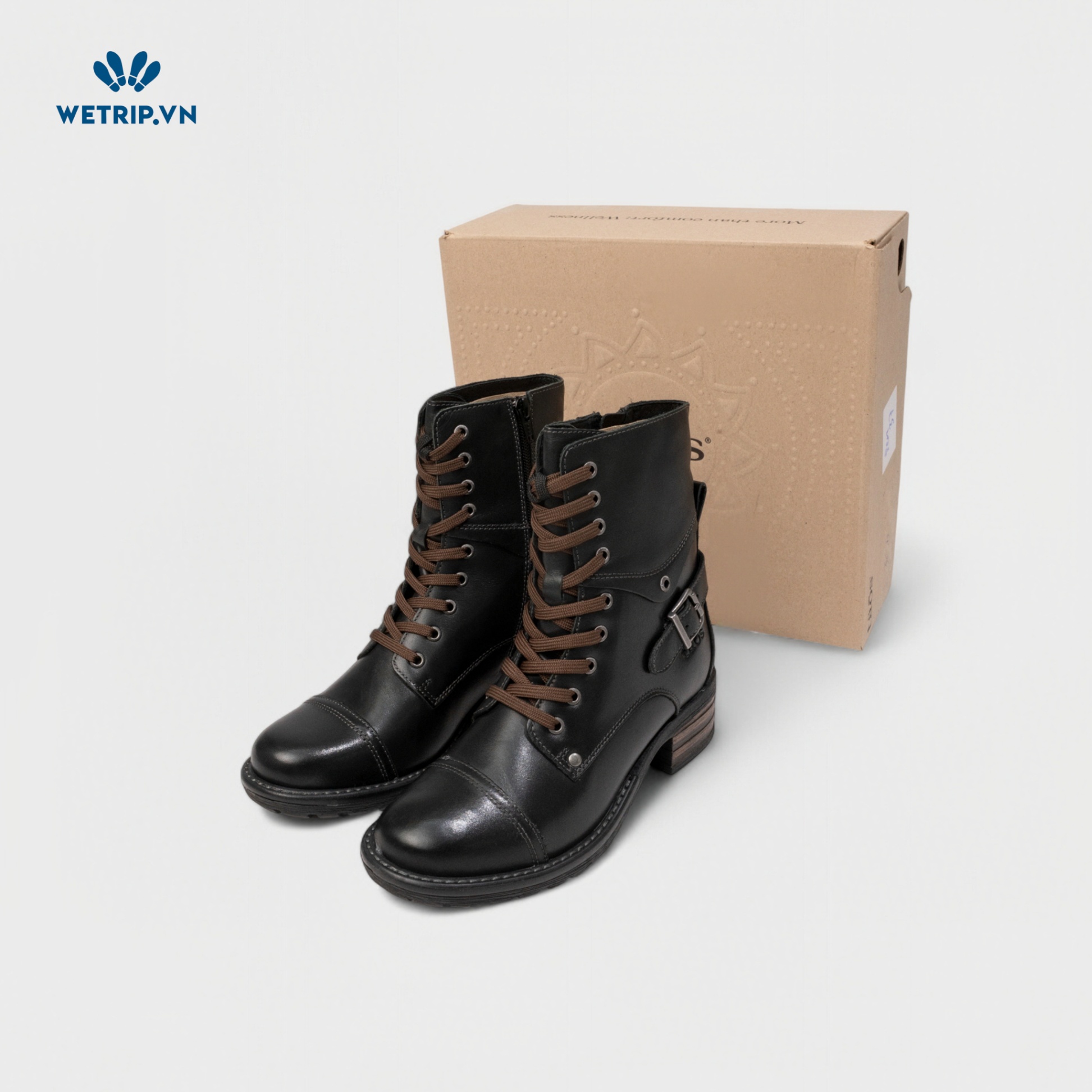 Boots Lửng Cao Gót TAOS (đen) (da thật) Mã BL-CG-TAO-001-B