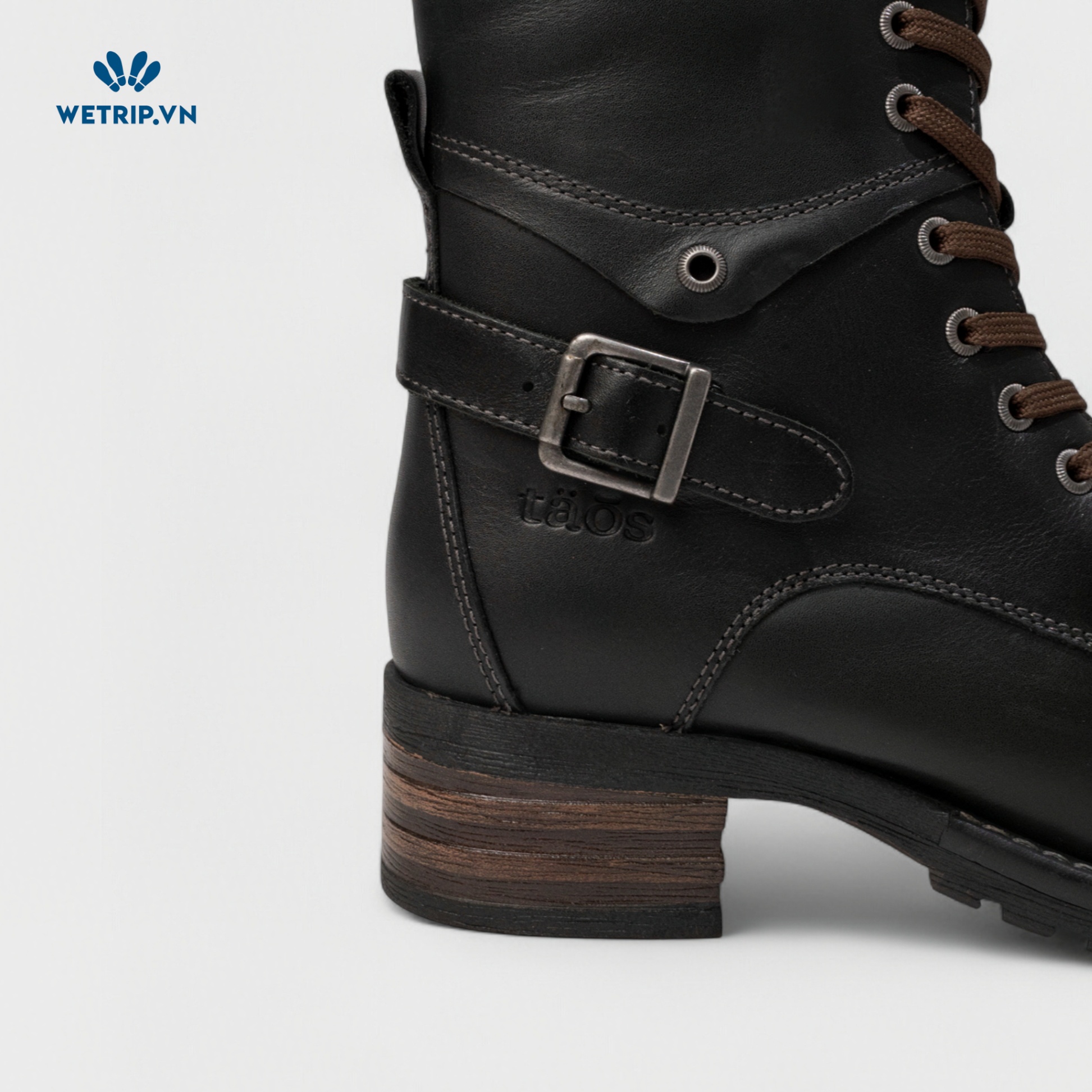 Boots Lửng Cao Gót TAOS (đen) (da thật) Mã BL-CG-TAO-001-B