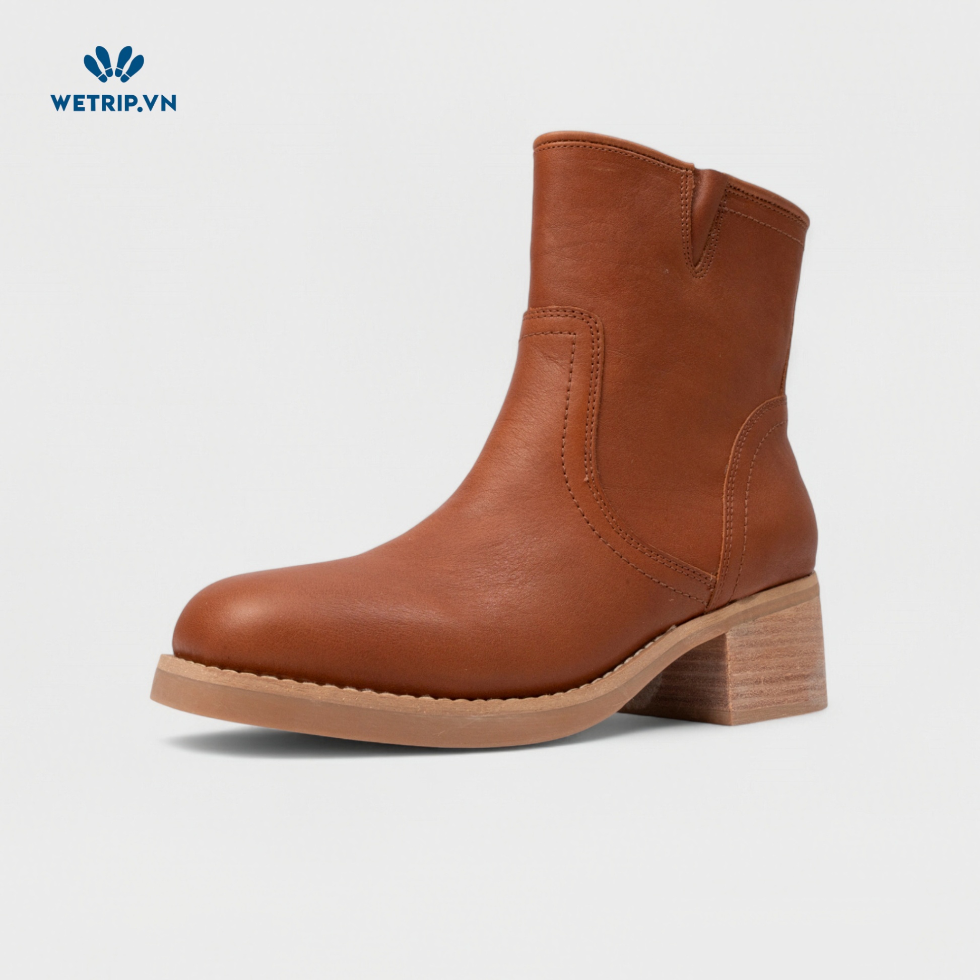 Boots Lửng Cao Gót Blondo (nâu) (Da thật - chống nước) Mã BL-CG-BLD-002-A1