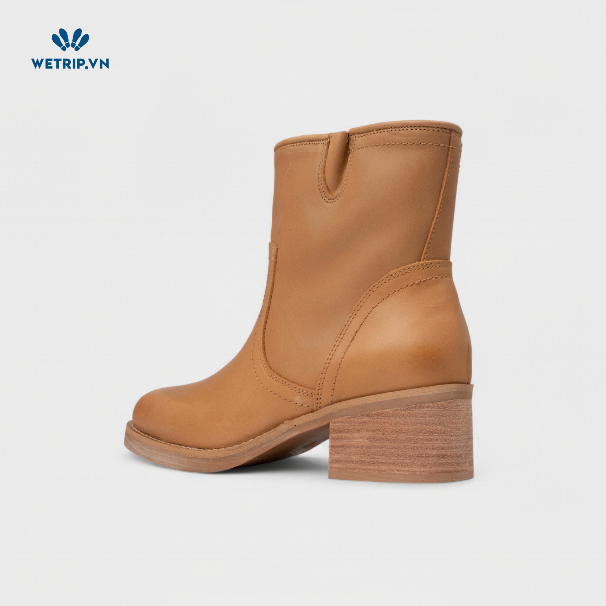 Boots Lửng Cao Gót Blondo (nâu sáng) (Da thật - chống nước) Mã BL-CG-BLD-002-A