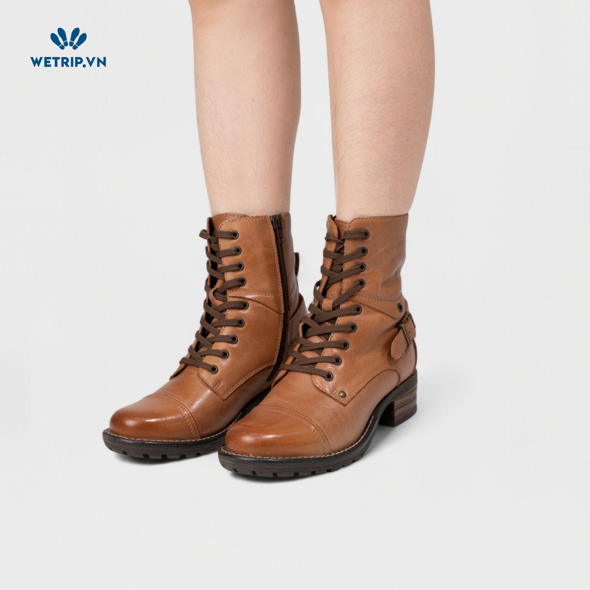 Boots Lửng Cao Gót TAOS (nâu) (da thật) Mã BL-CG-TAO-001-A