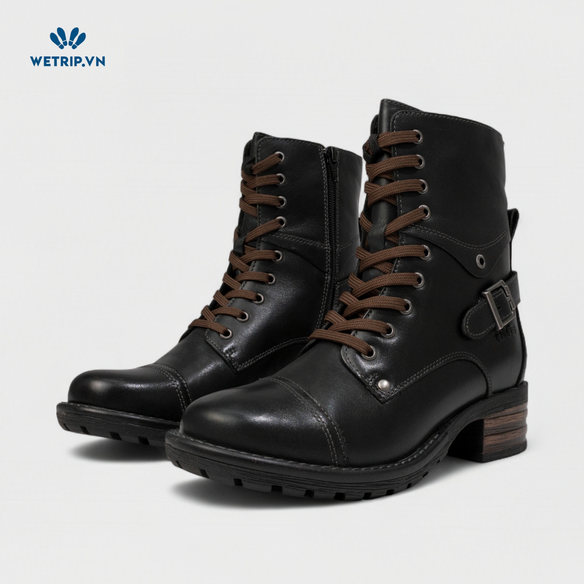 Boots Lửng Cao Gót TAOS (đen) (da thật) Mã BL-CG-TAO-001-B