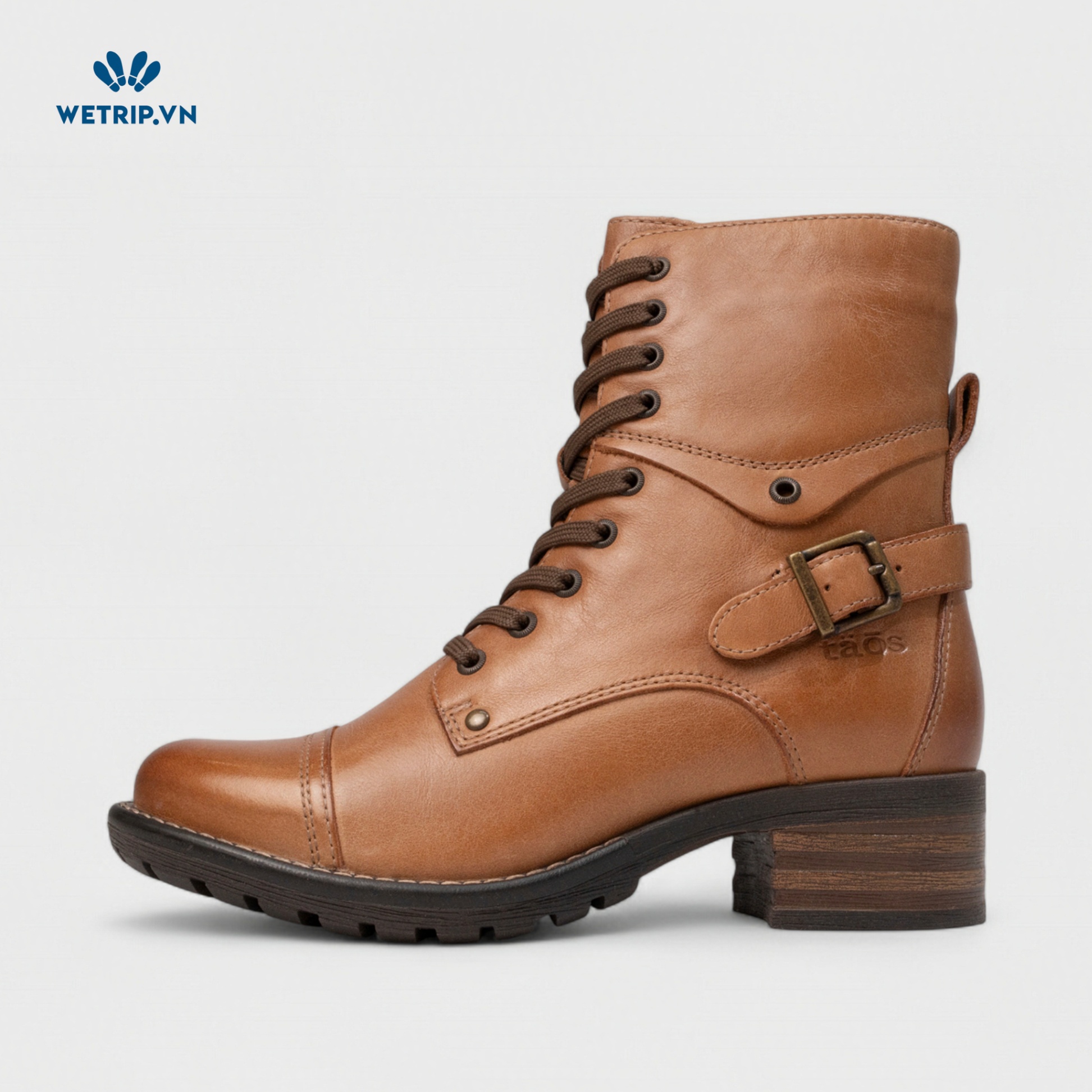 Boots Lửng Cao Gót TAOS (nâu) (da thật) Mã BL-CG-TAO-001-A
