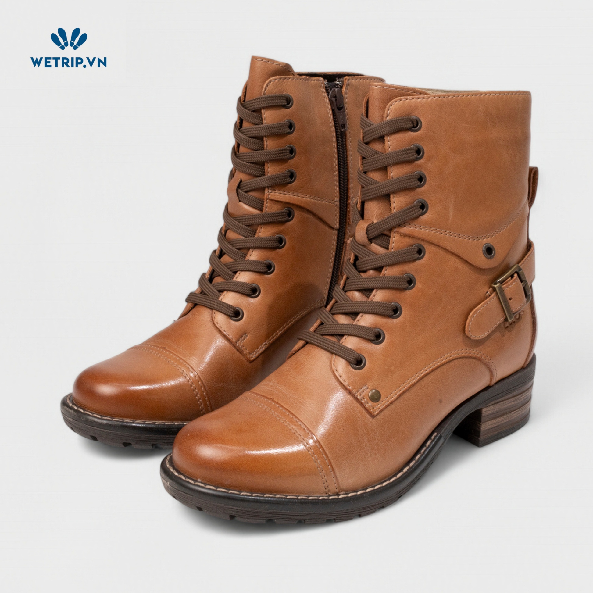 Boots Lửng Cao Gót TAOS (nâu) (da thật) Mã BL-CG-TAO-001-A