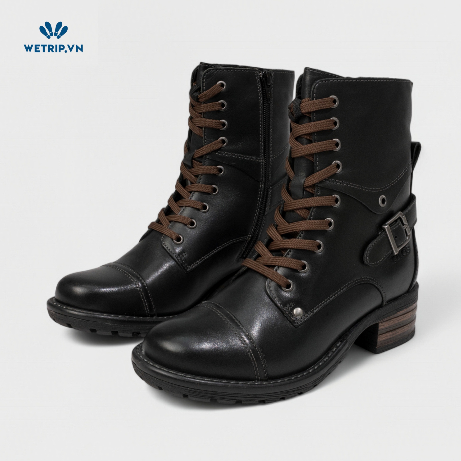 Boots Lửng Cao Gót TAOS (đen) (da thật) Mã BL-CG-TAO-001-B
