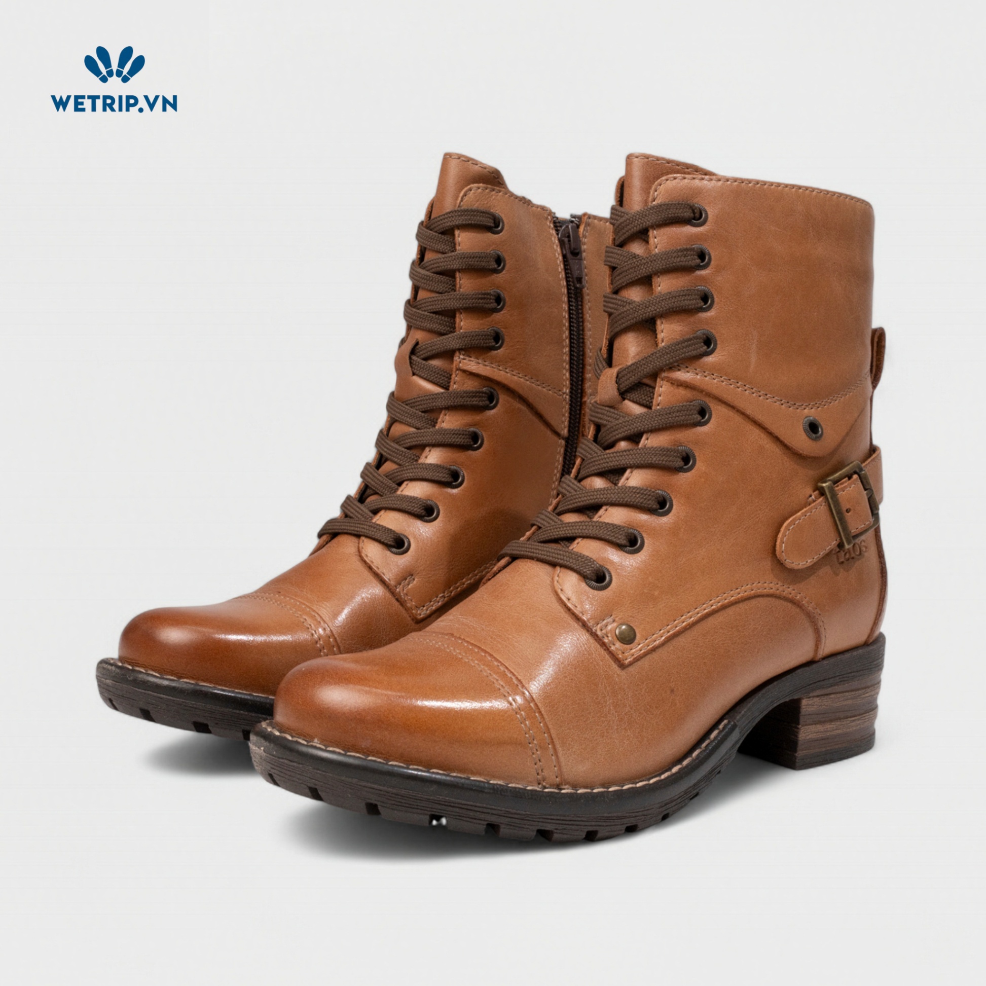 Boots Lửng Cao Gót TAOS (nâu) (da thật) Mã BL-CG-TAO-001-A