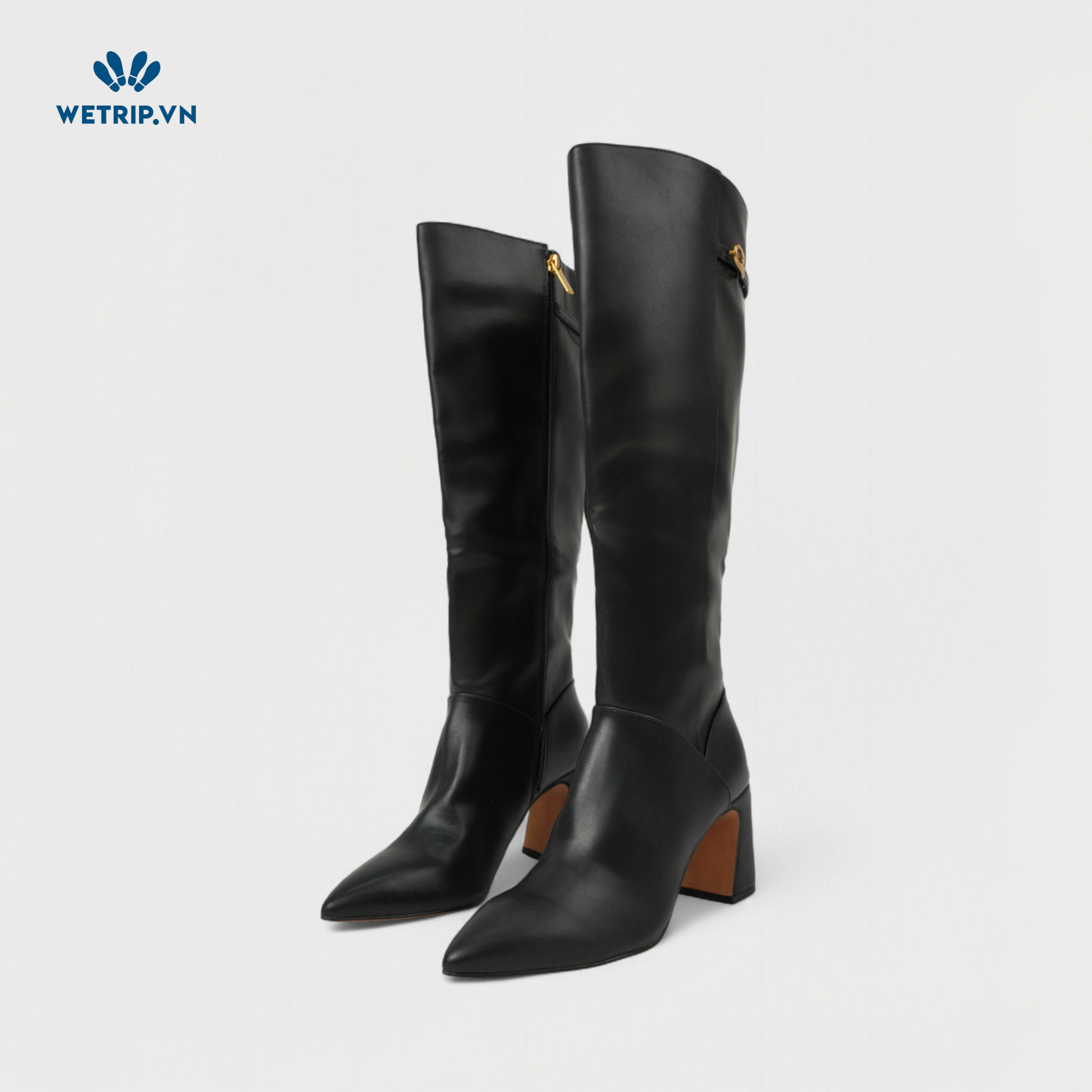 Boots Đầu Gối Cao Gót Vince Camuto (Đen Da) Mã BDG-CG-VC-002-A