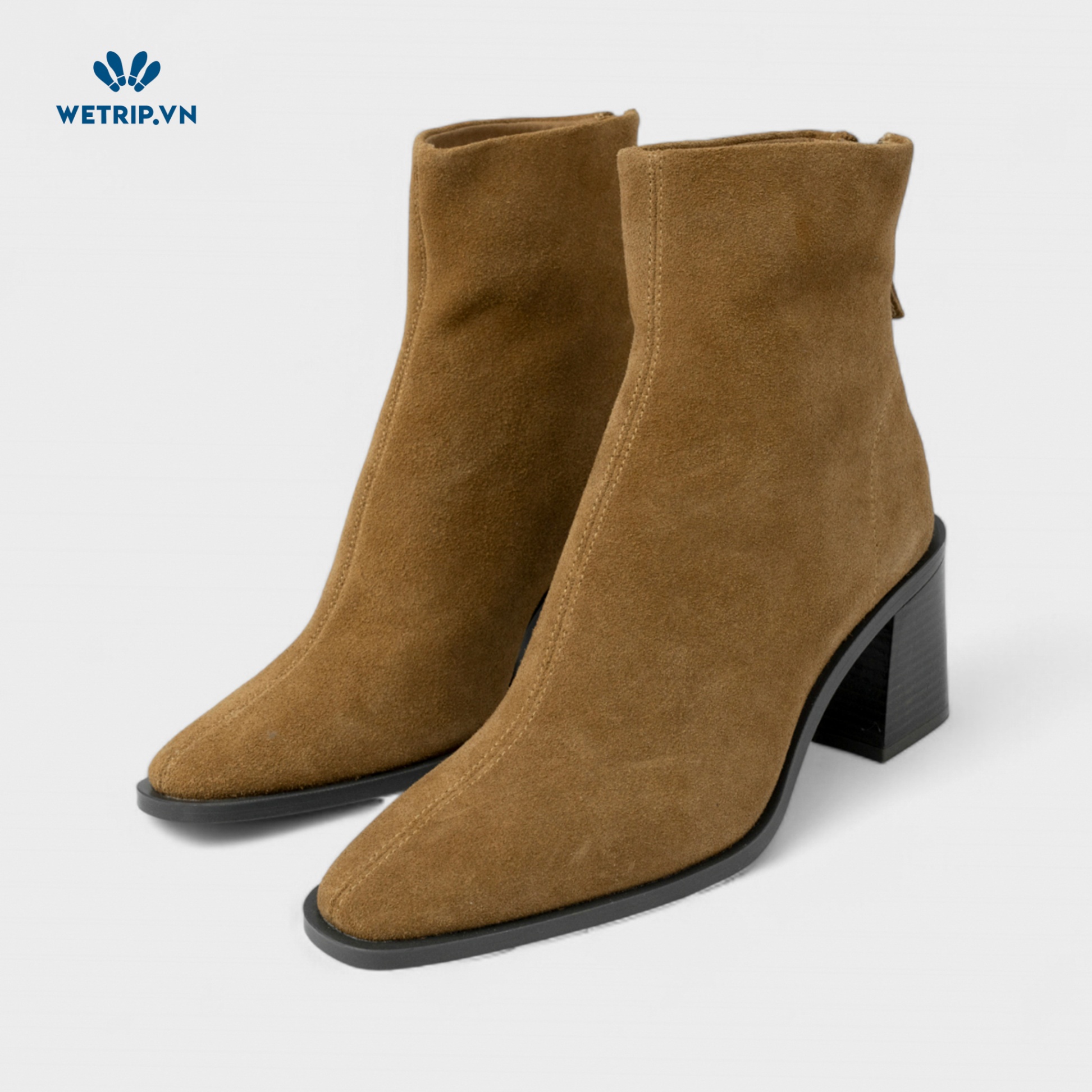 Boots Lửng Cao Gót MANGO (nâu đậm da lộn) Mã BL-CG-MNG-001-B