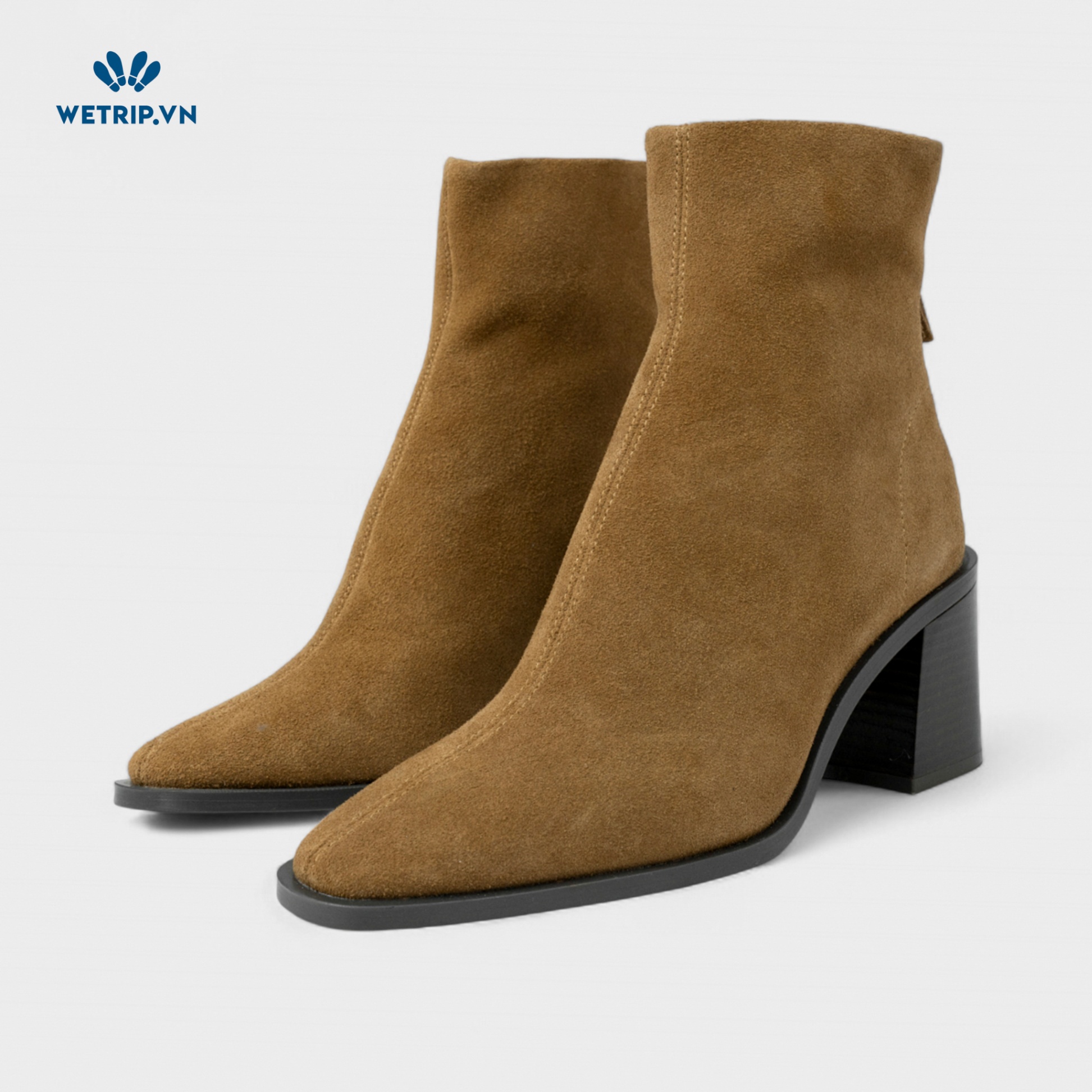 Boots Lửng Cao Gót MANGO (nâu đậm da lộn) Mã BL-CG-MNG-001-B
