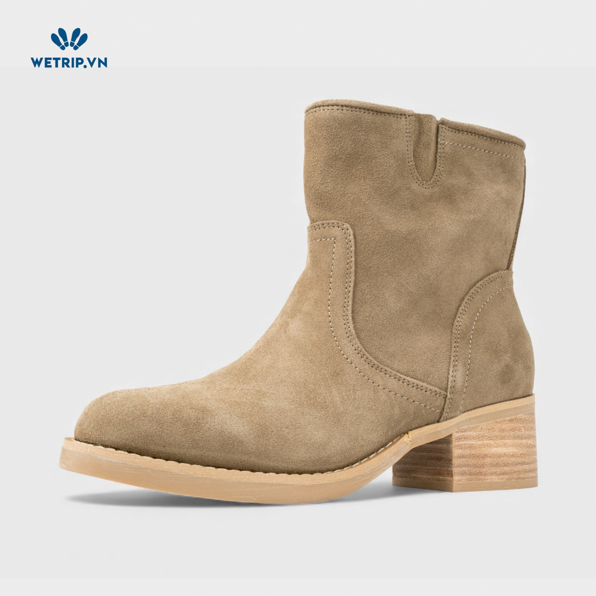 Boots Lửng Cao Gót Blondo (rêu) (Da thật - chống nước) Mã BL-CG-BLD-002-B