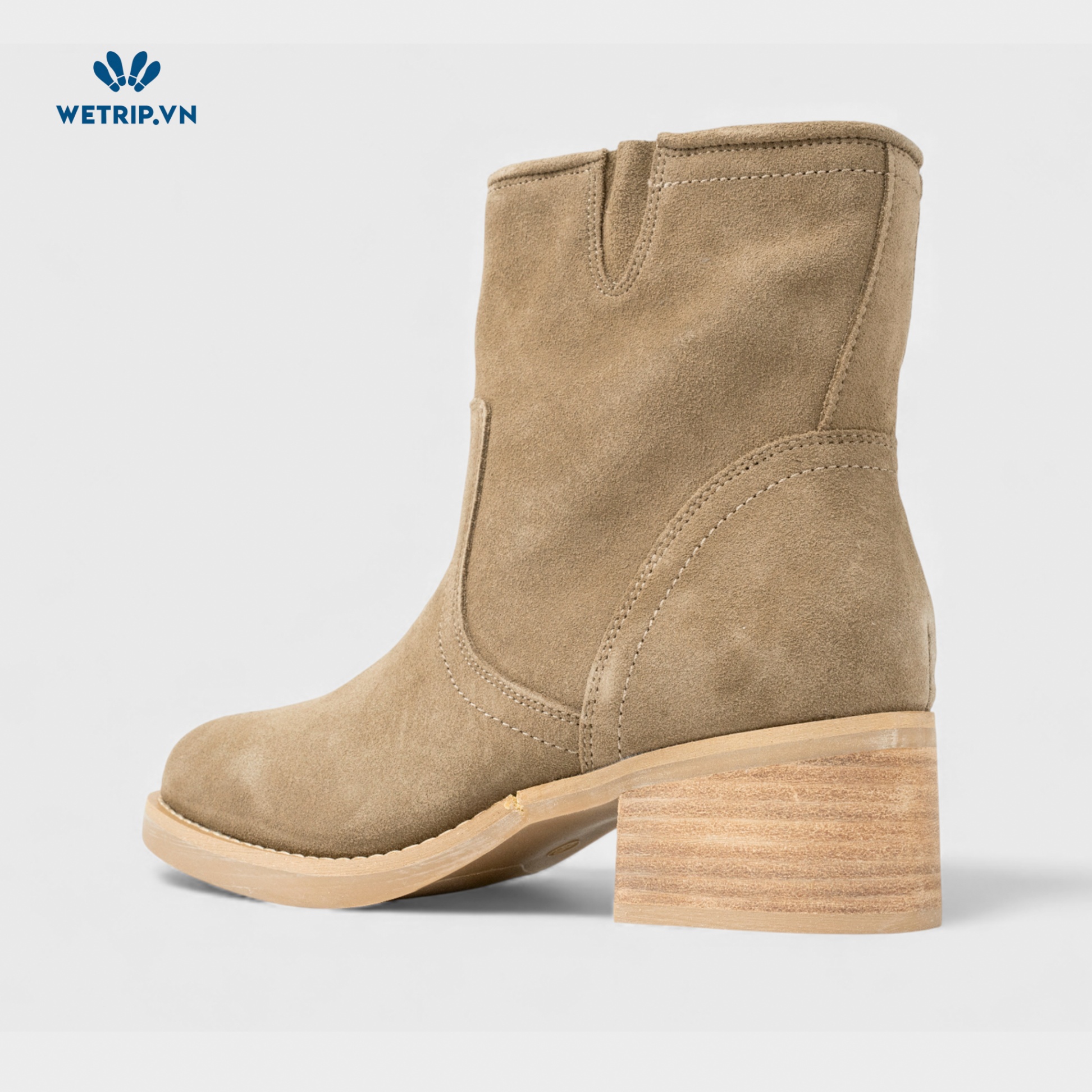 Boots Lửng Cao Gót Blondo (rêu) (Da thật - chống nước) Mã BL-CG-BLD-002-B