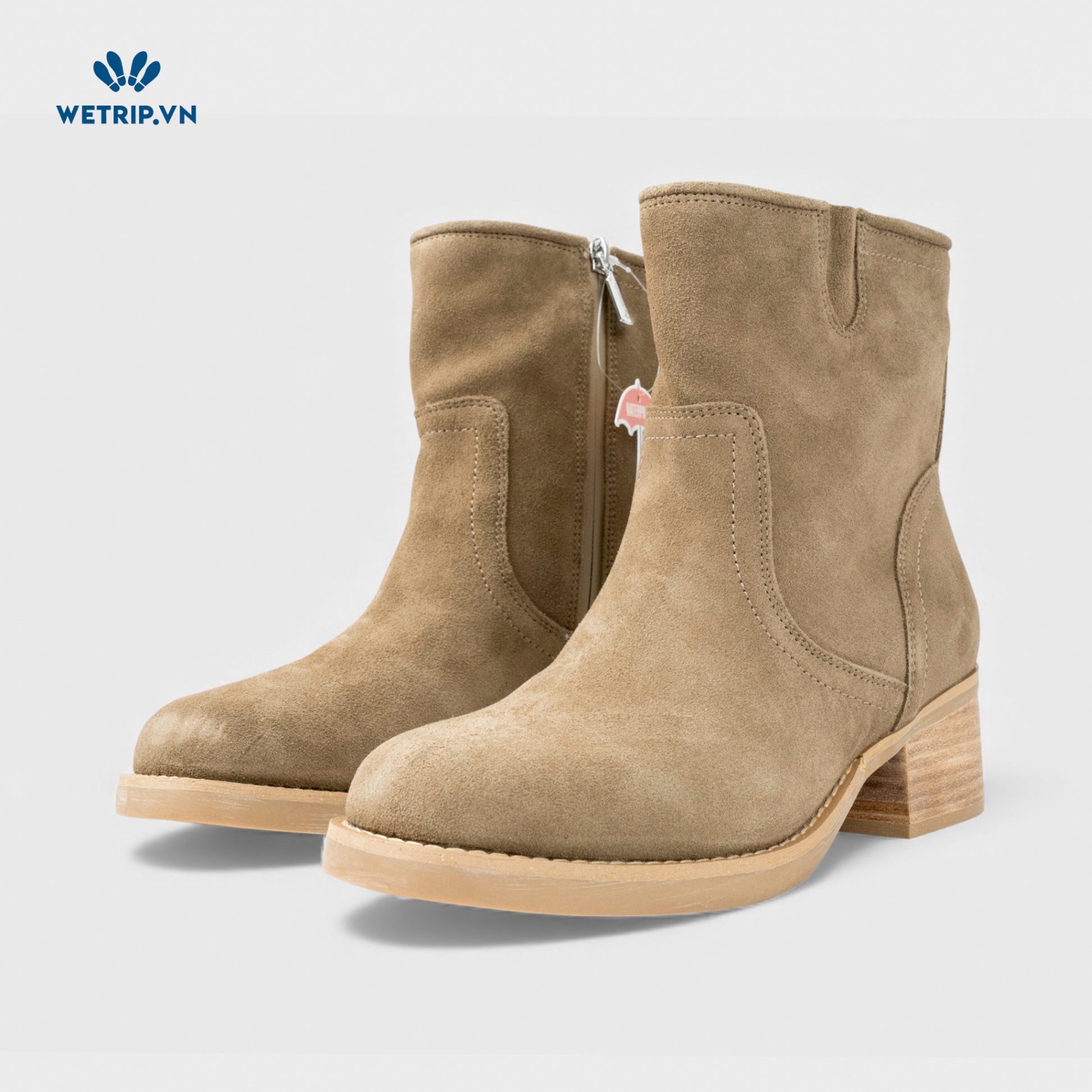 Boots Lửng Cao Gót Blondo (rêu) (Da thật - chống nước) Mã BL-CG-BLD-002-B