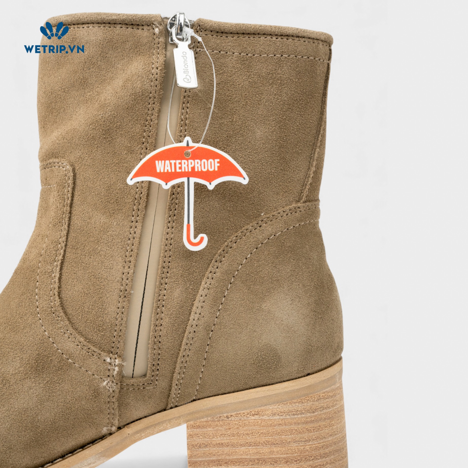 Boots Lửng Cao Gót Blondo (rêu) (Da thật - chống nước) Mã BL-CG-BLD-002-B