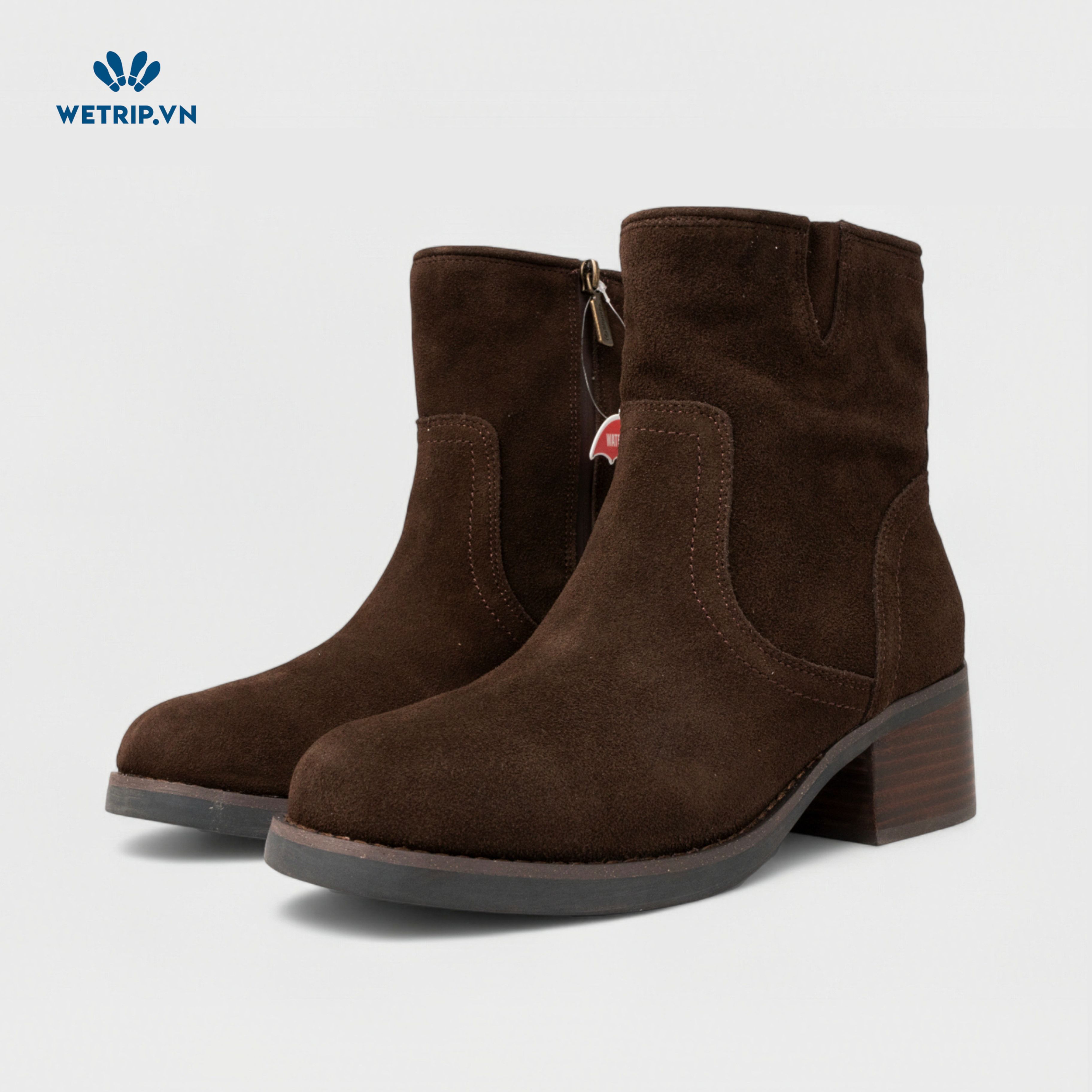 Boots Lửng Cao Gót Blondo (nâu gạch) (Da thật - chống nước) Mã BL-CG-BLD-004-A