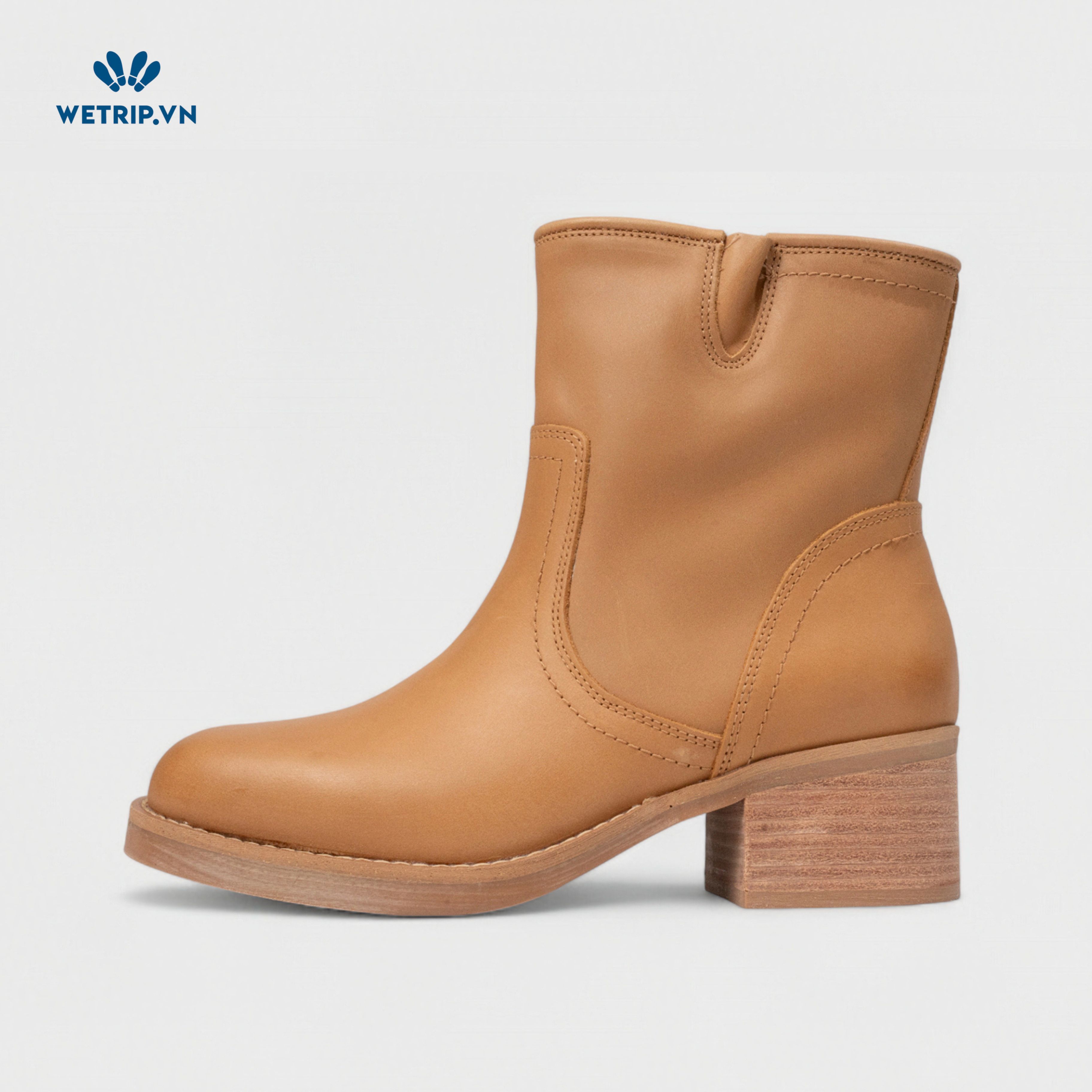 Boots Lửng Cao Gót Blondo (nâu sáng) (Da thật - chống nước) Mã BL-CG-BLD-002-A