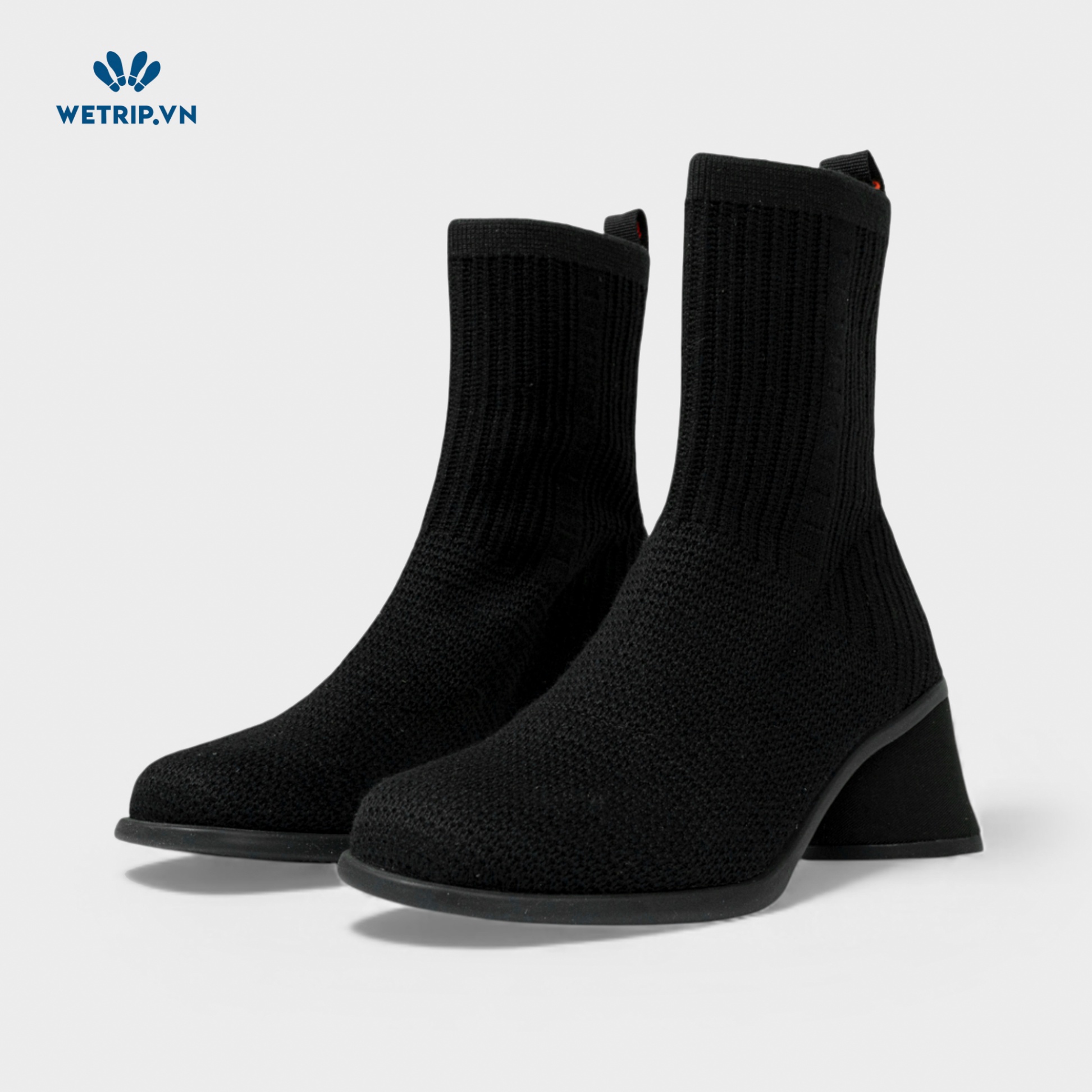 Boots Lửng Cao Gót We_Camper (Vải Đen) Mã BL-CG-CP-029-A