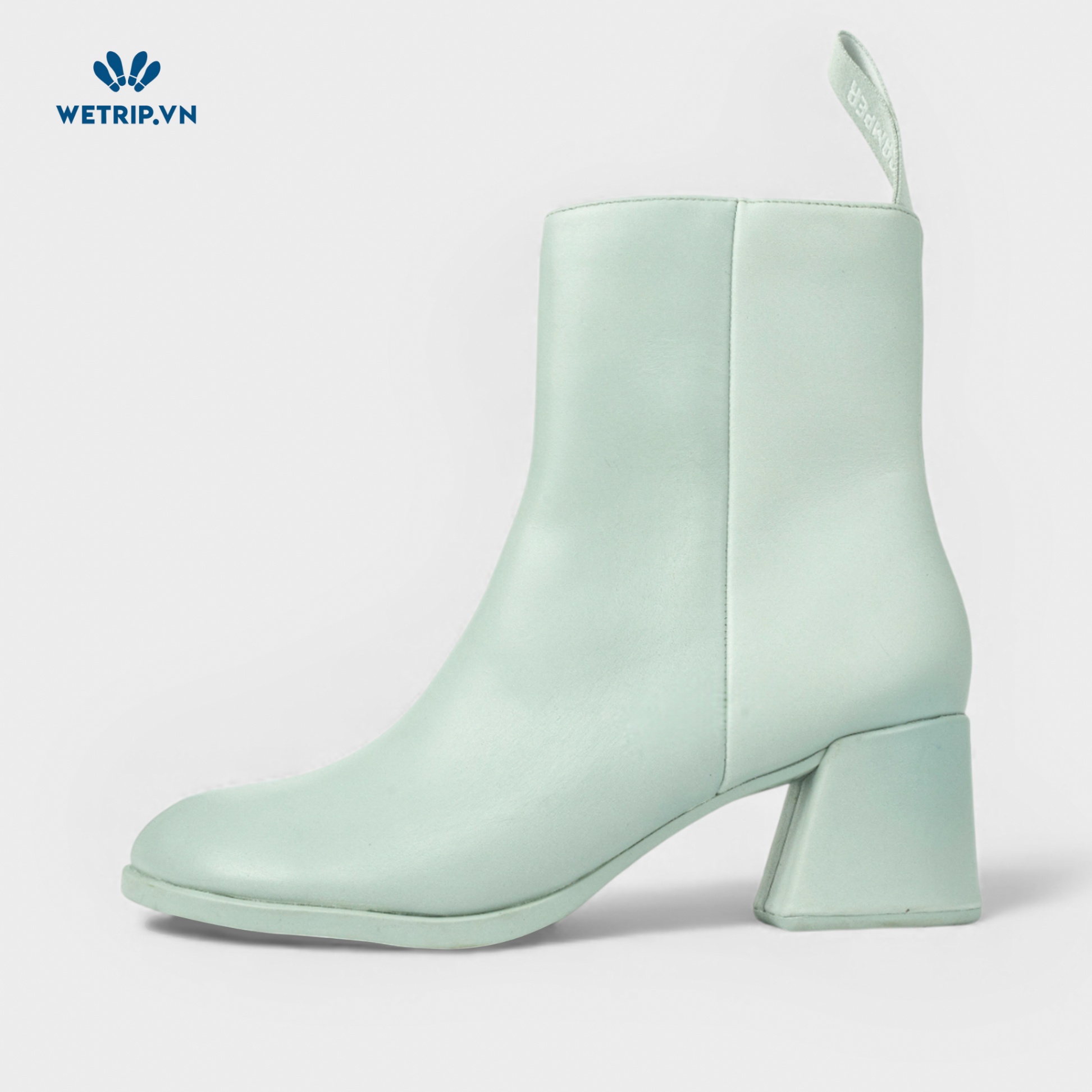 Boots Lửng Cao Gót We_Camper (Da - Xanh Mint) Mã BL-CG-CP-024-C