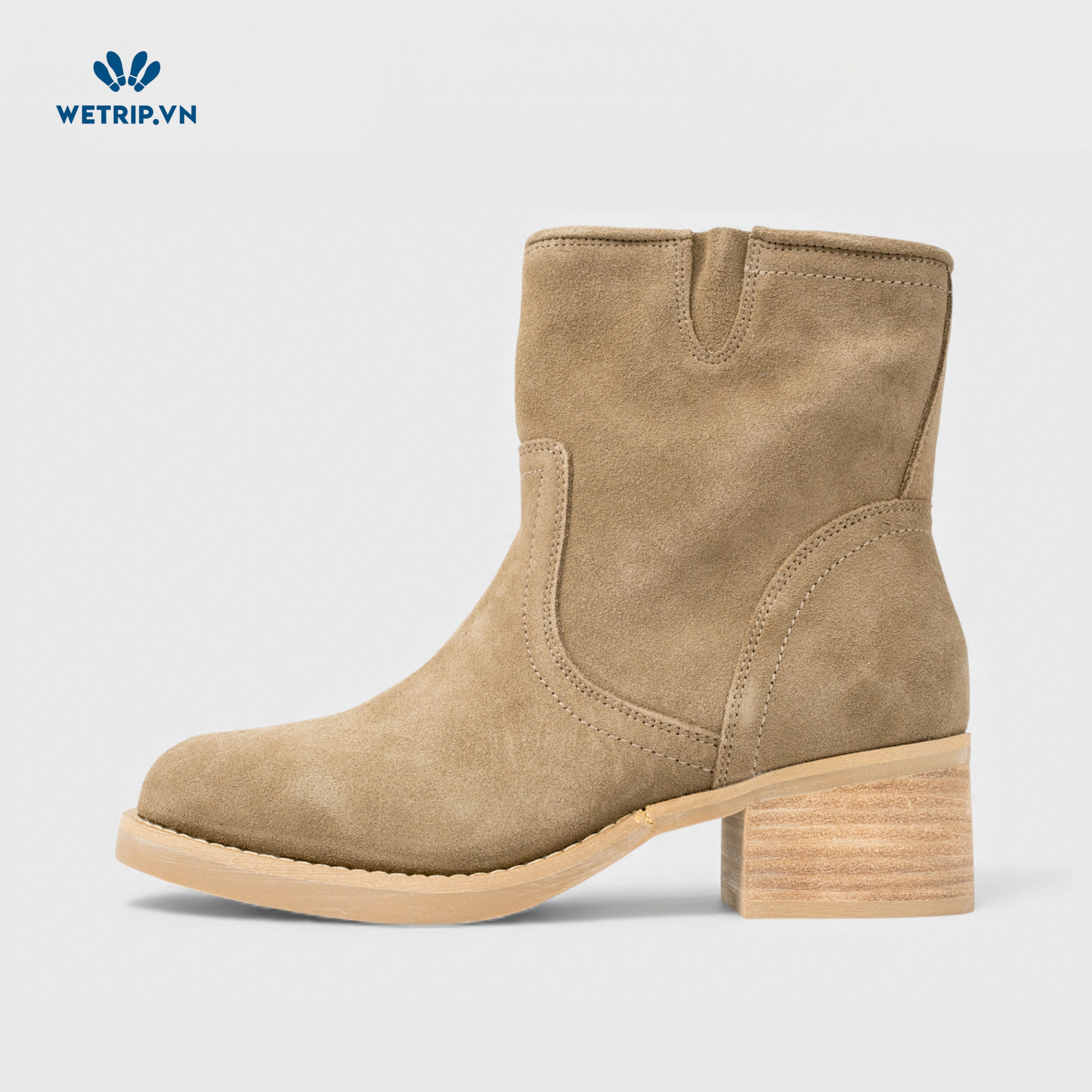 Boots Lửng Cao Gót Blondo (rêu) (Da thật - chống nước) Mã BL-CG-BLD-002-B