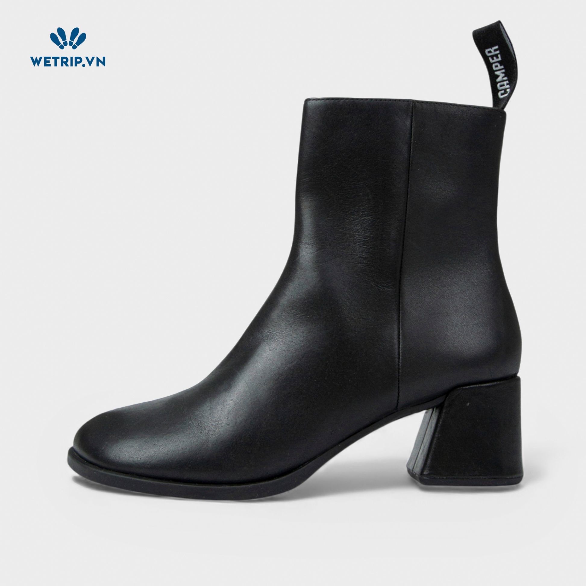 Boots Lửng Cao Gót We_Camper (Da - Đen) Mã BL-CG-CP-024-A