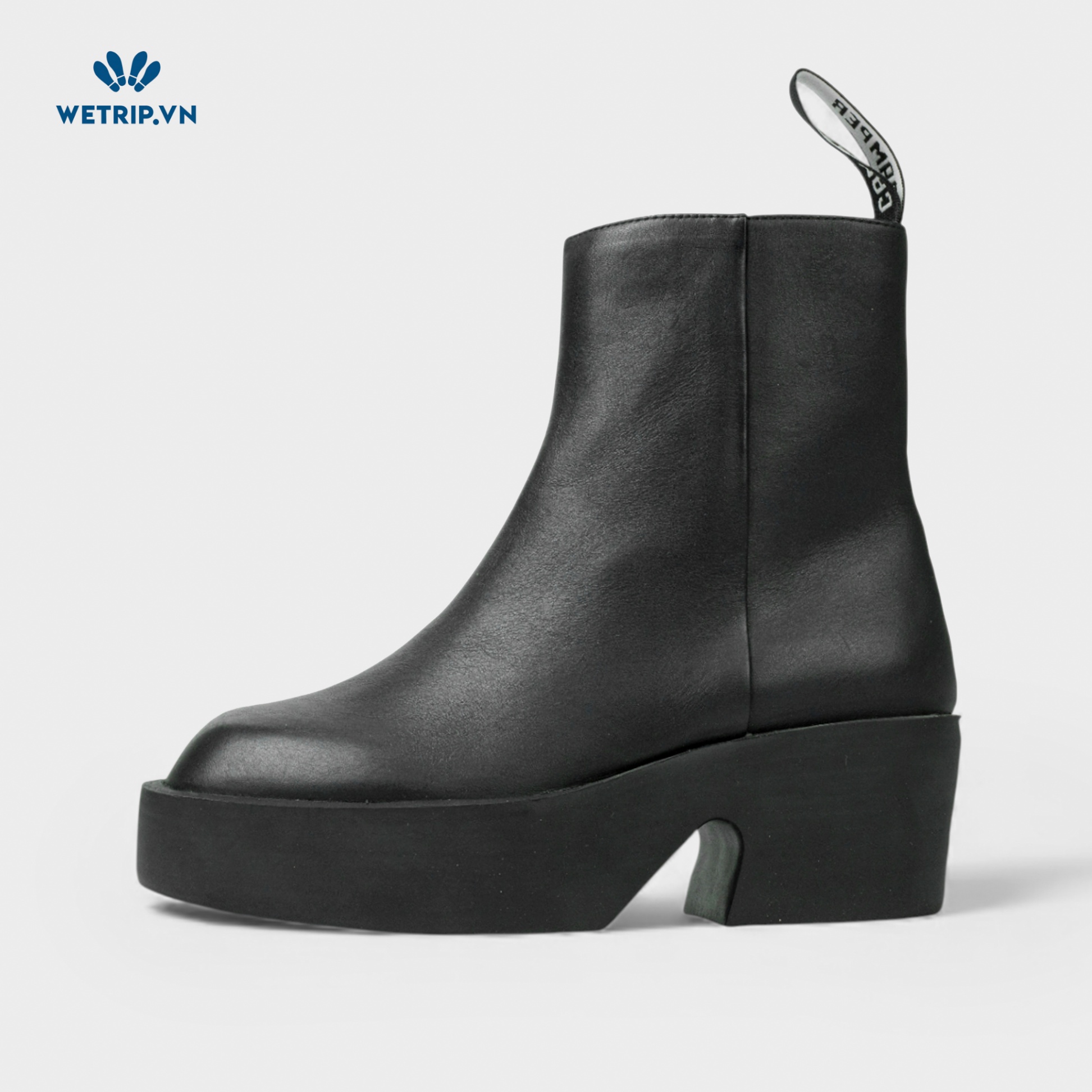 Boots Lửng Cao Gót We_Camper (Da Đen) Mã BL-CG-CP-030-A