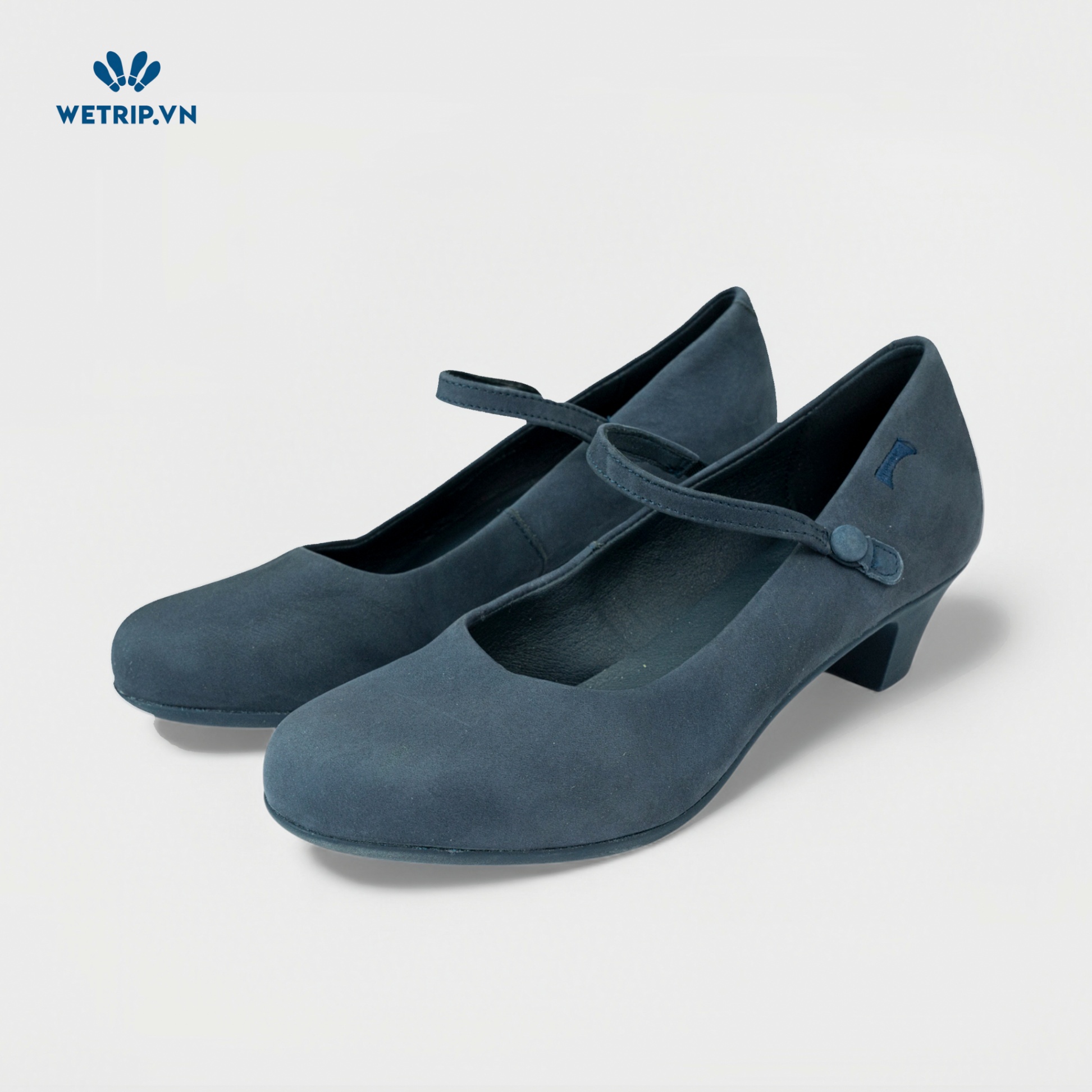 Giày Cao Gót Camper (Da - Xanh than) Mã GCG-CP-006-E