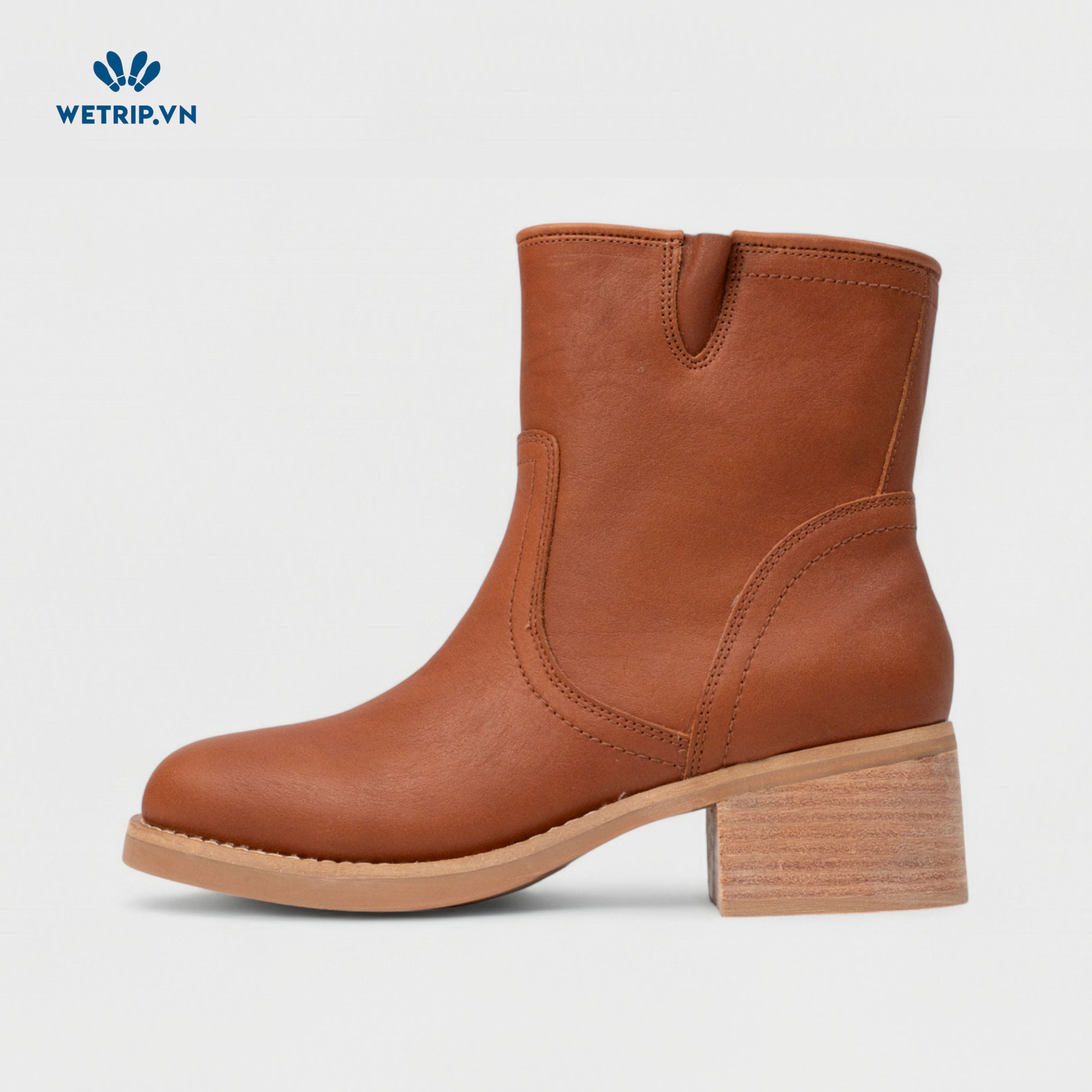 Boots Lửng Cao Gót Blondo (nâu) (Da thật - chống nước) Mã BL-CG-BLD-002-A1