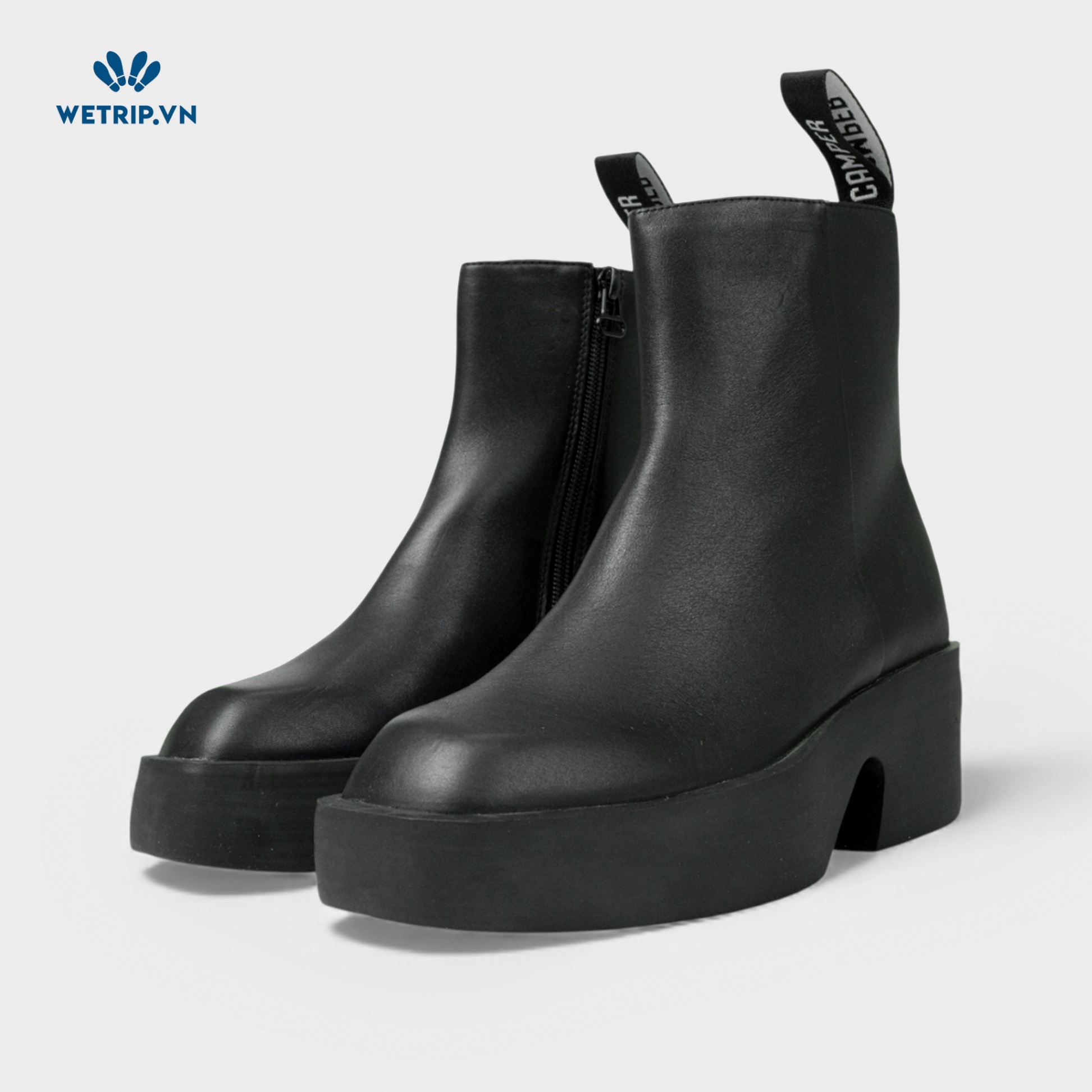 Boots Lửng Cao Gót We_Camper (Da Đen) Mã BL-CG-CP-030-A