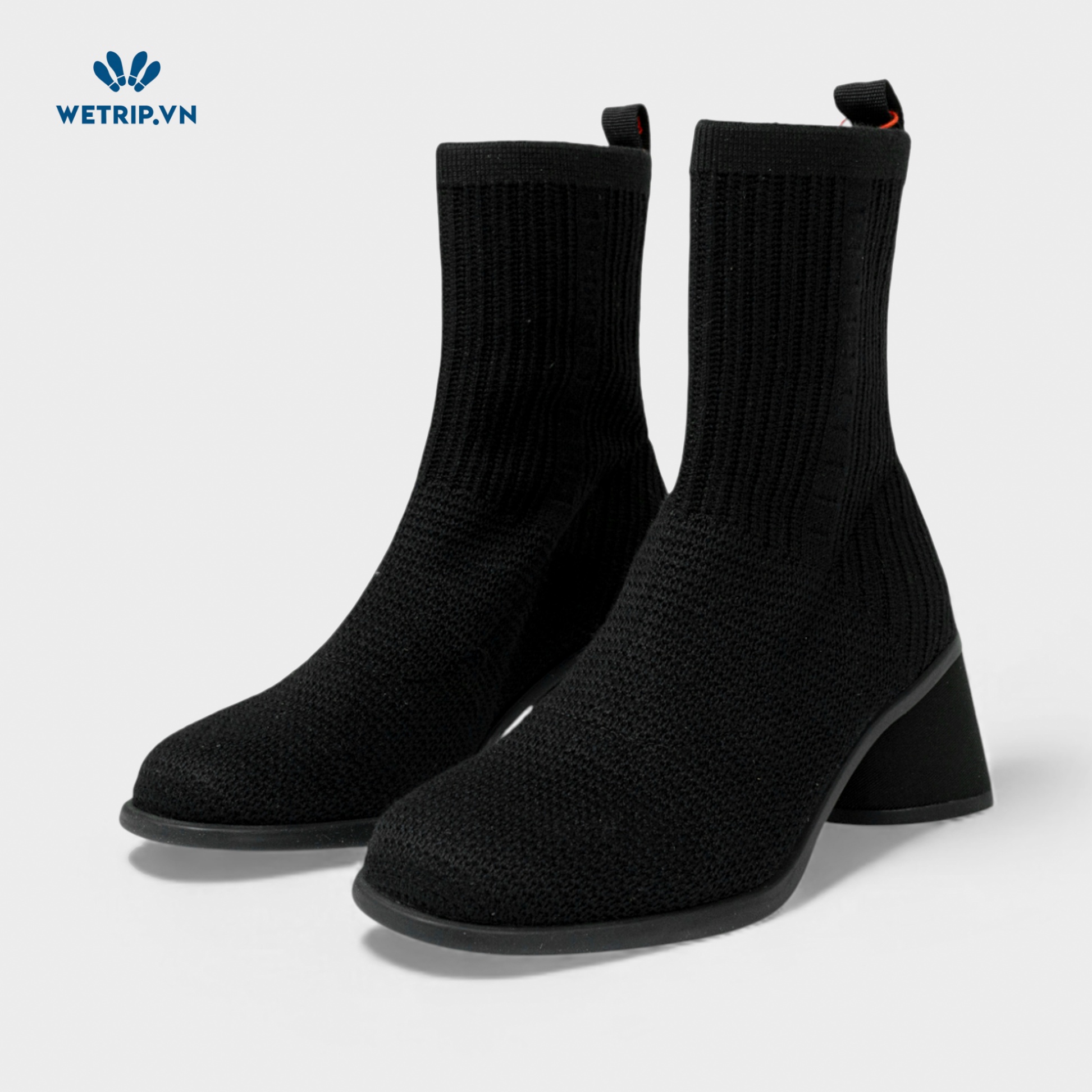 Boots Lửng Cao Gót We_Camper (Vải Đen) Mã BL-CG-CP-029-A